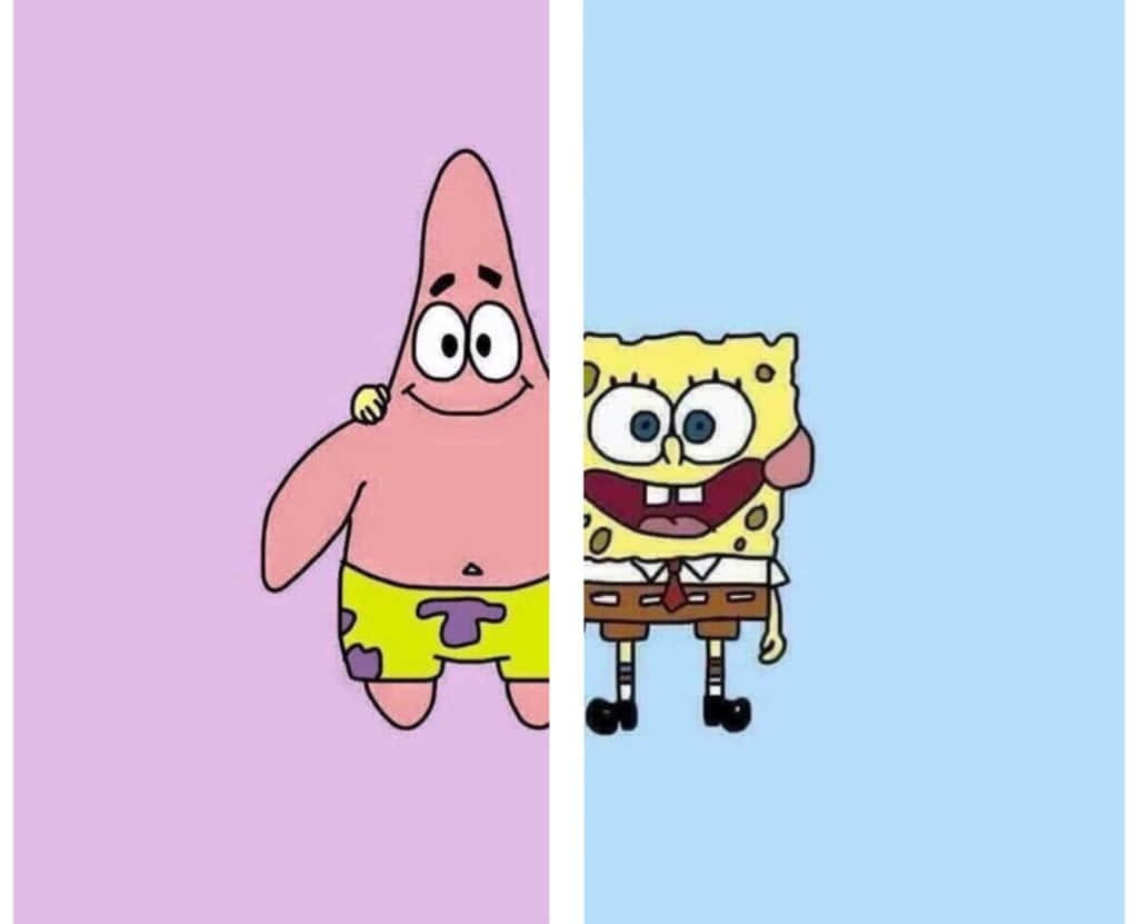 Patrick at SpongeBob na Cute na Magkatugmang Best Friend Wallpaper Design Wallpaper