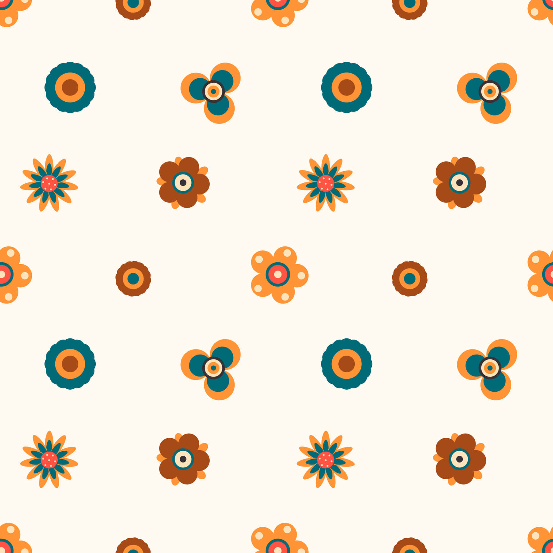 Pattern na Bulaklak at Geometriko mula 70s Wallpaper