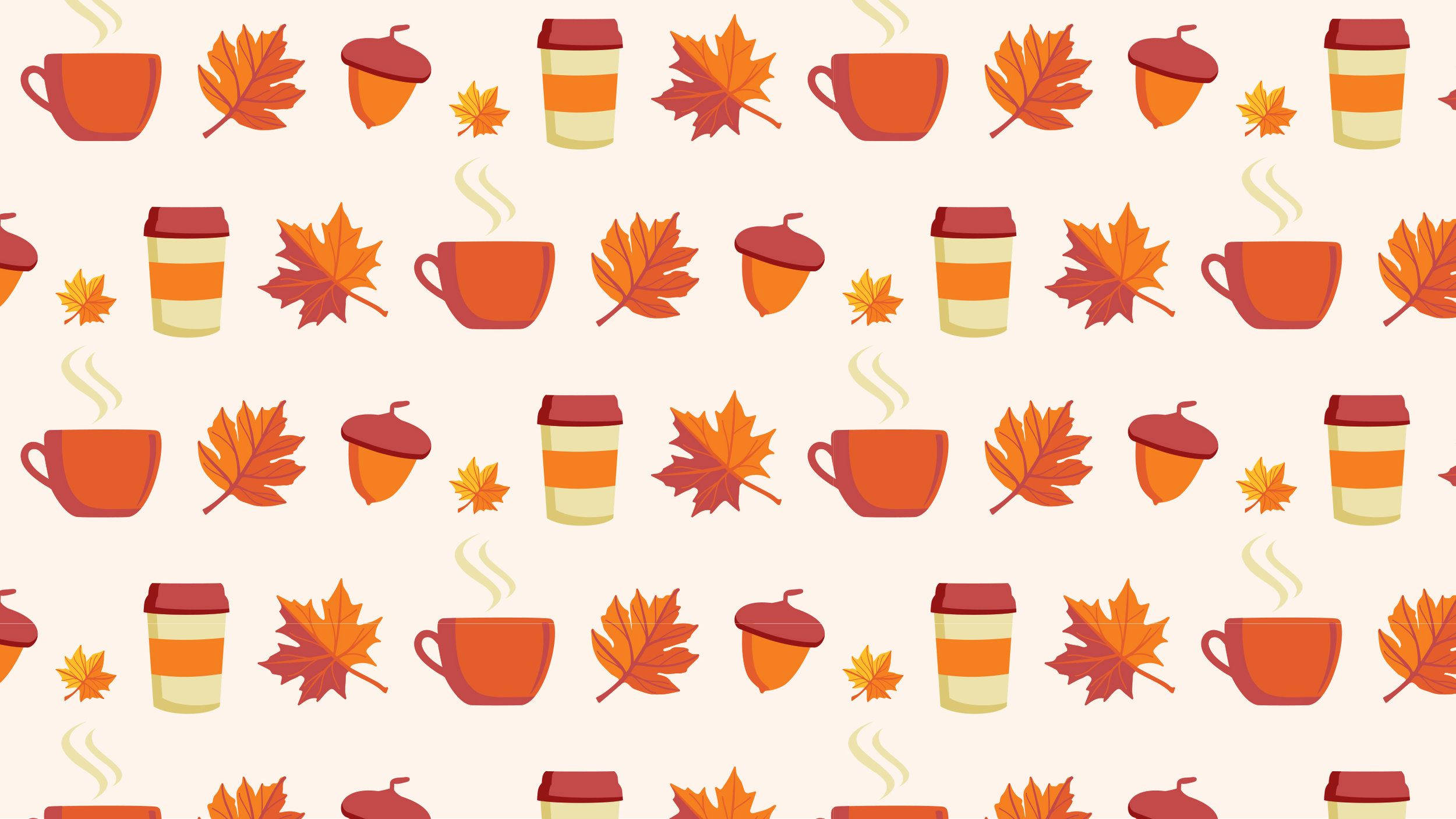 Pattern ng Cute na Kape sa Taglagas Wallpaper