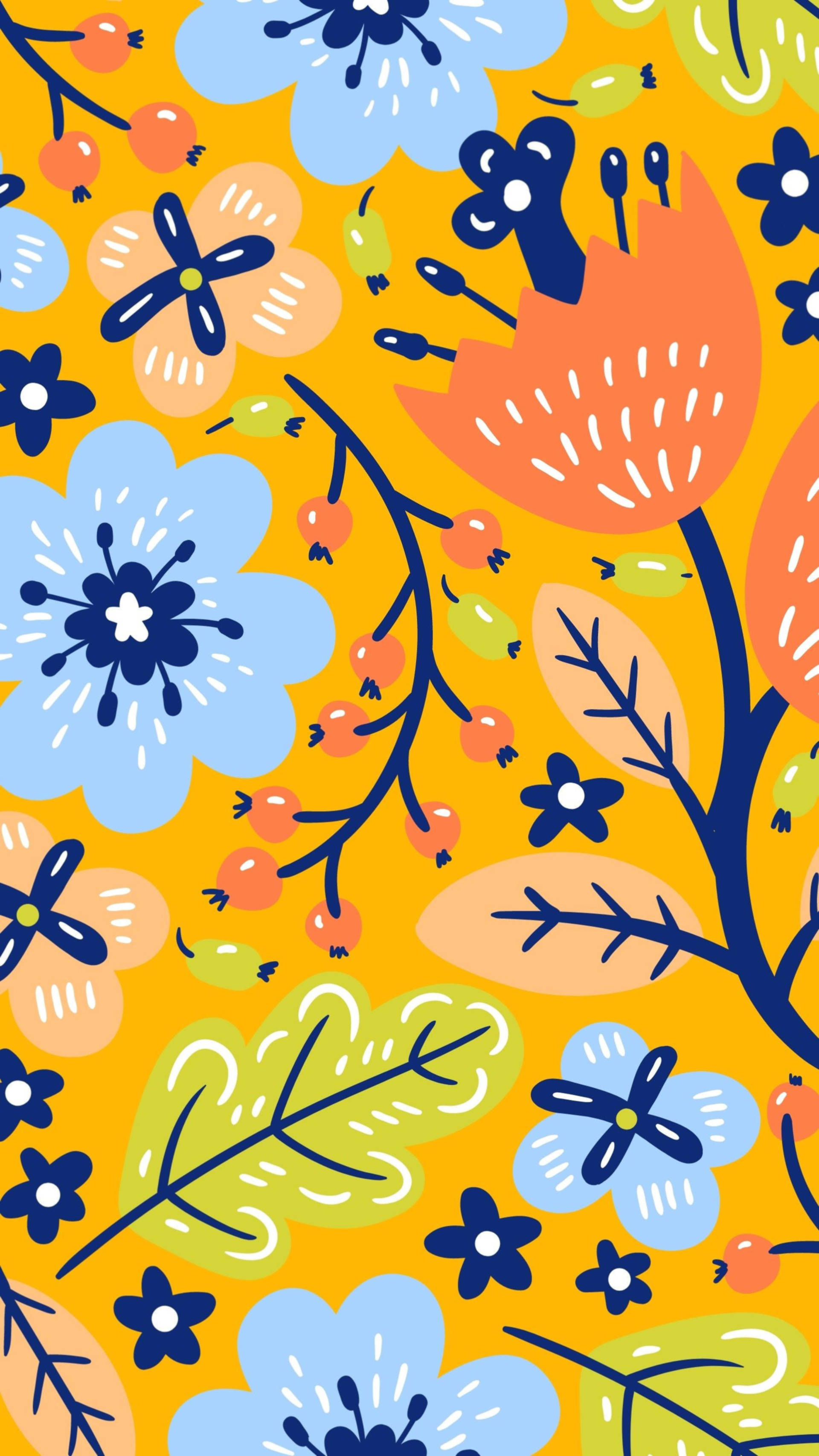 Pattern ng Halaman na Aesthetic sa Watercolor Wallpaper