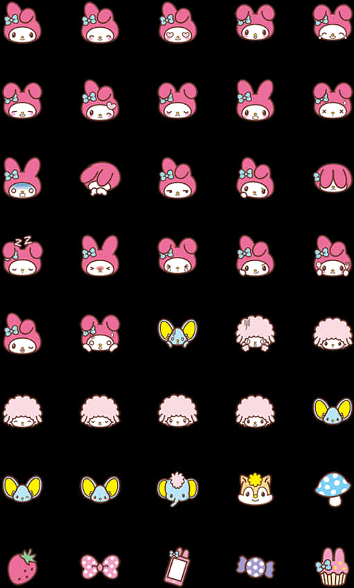 Pattern ng My Melody at mga Kaibigan Wallpaper