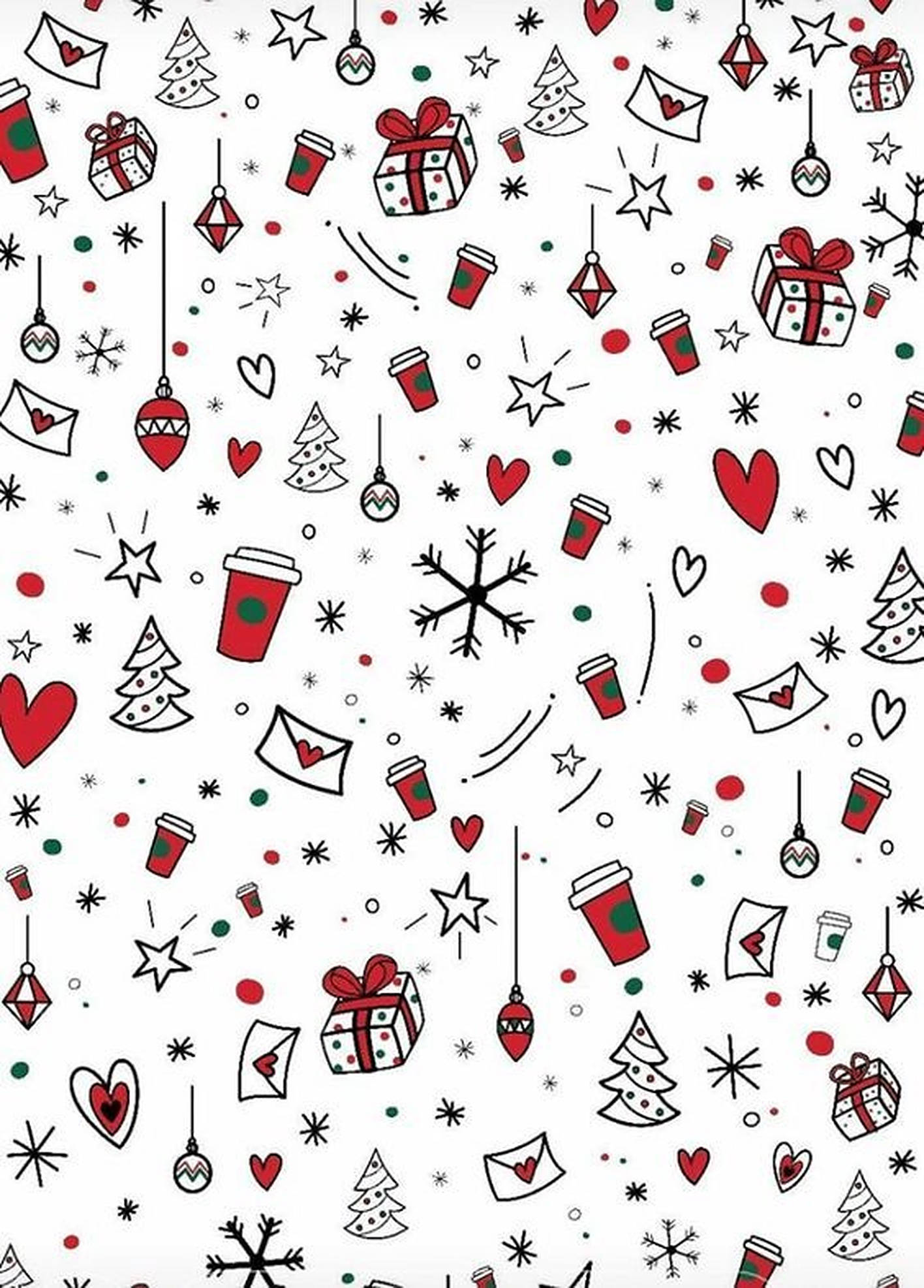 Pattern ng Paskong Cute na Pula at Puti Wallpaper