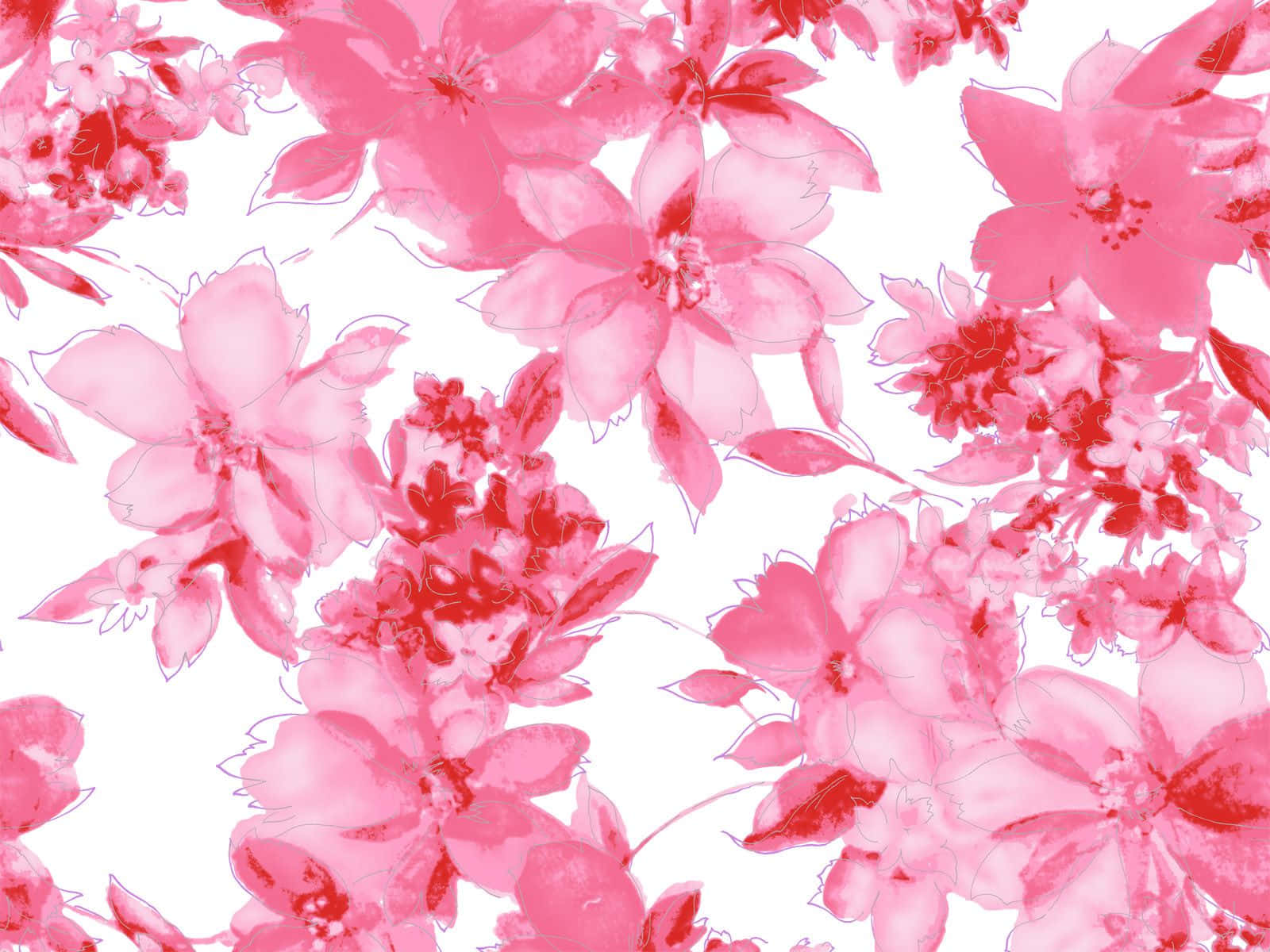 pattern ng pink na bulaklak sa puting background Wallpaper