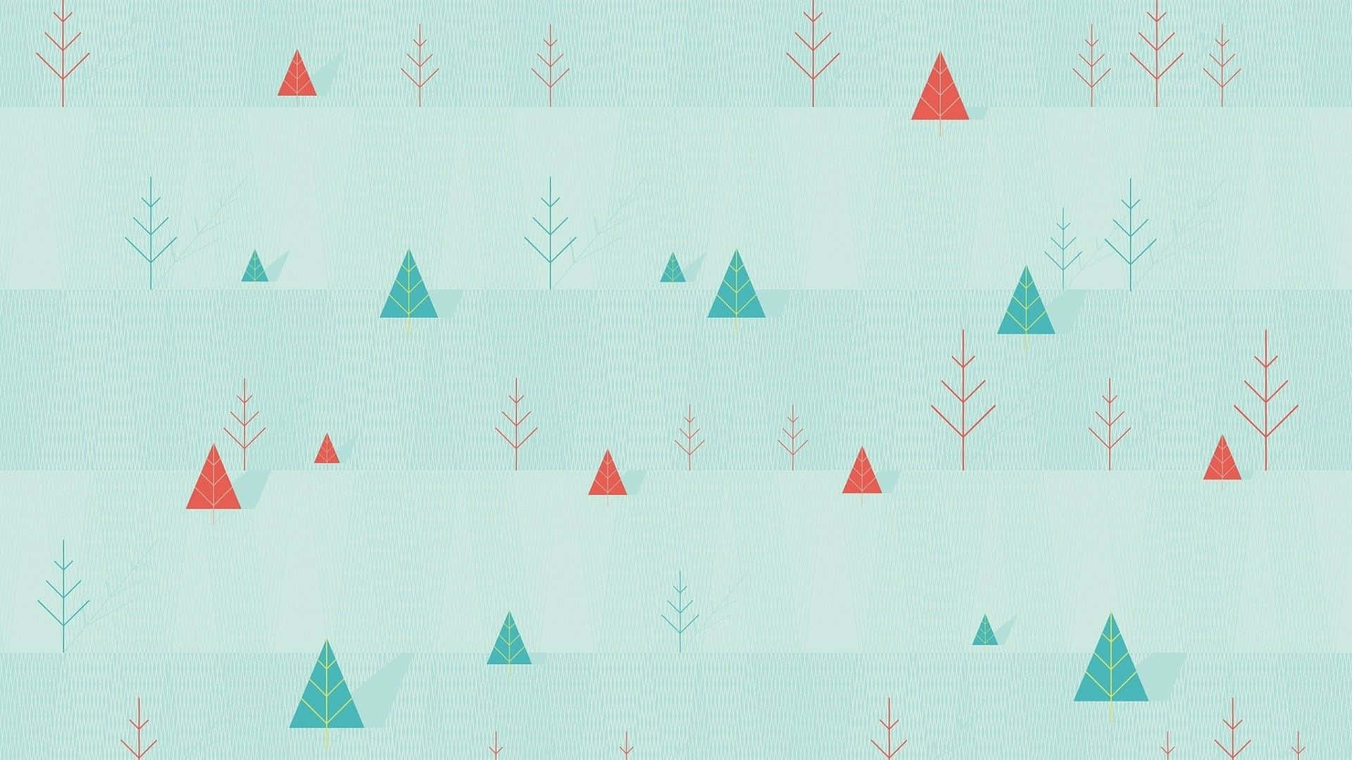 pattern ng puno ng pasko na may pula at asul na mga puno Wallpaper