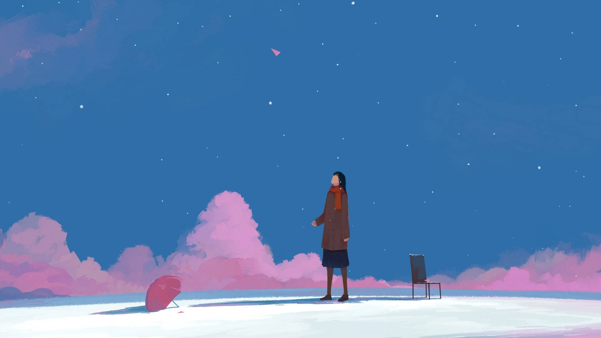 Payong na Pink, Sining ng Kagandahan Wallpaper
