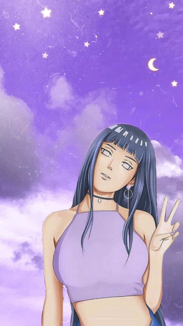 Peace Sign ni Hinata Uzumaki Wallpaper