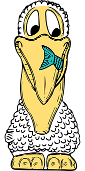Pelikano Kartun na may Isda Wallpaper