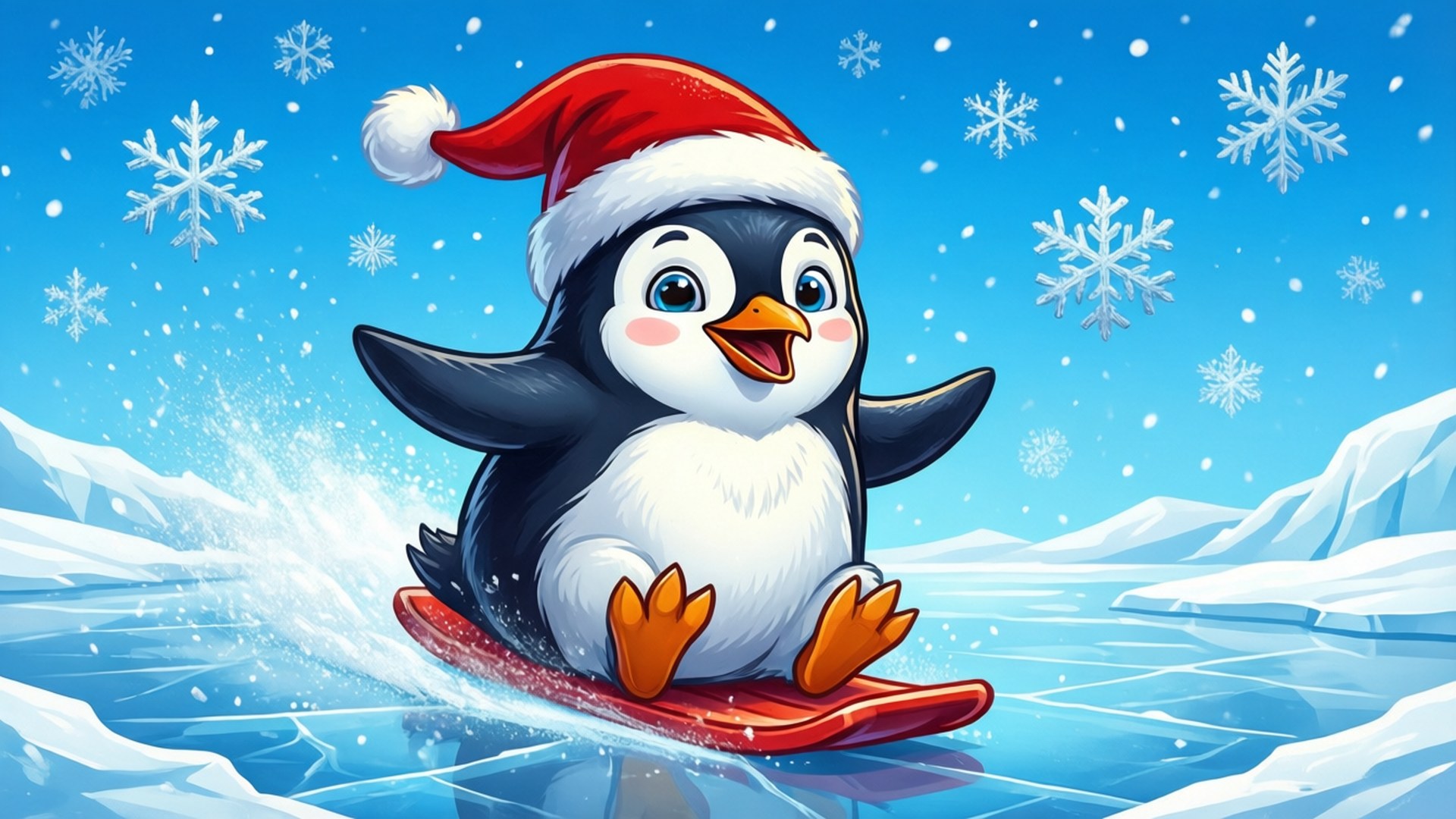 Penguin na Dumudulas sa Yelo Wallpaper