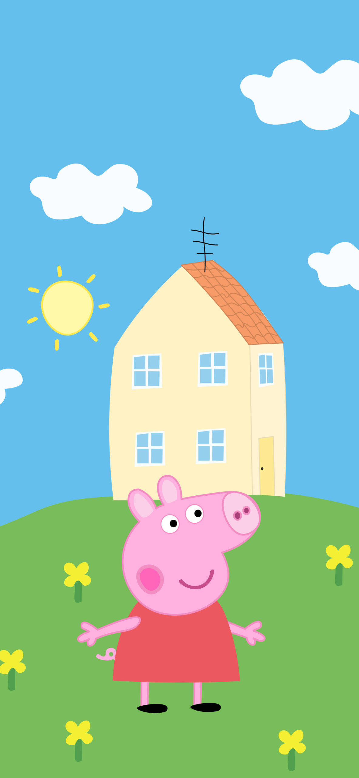 Peppa Pig iPhone Patlang ng Bulaklak Wallpaper