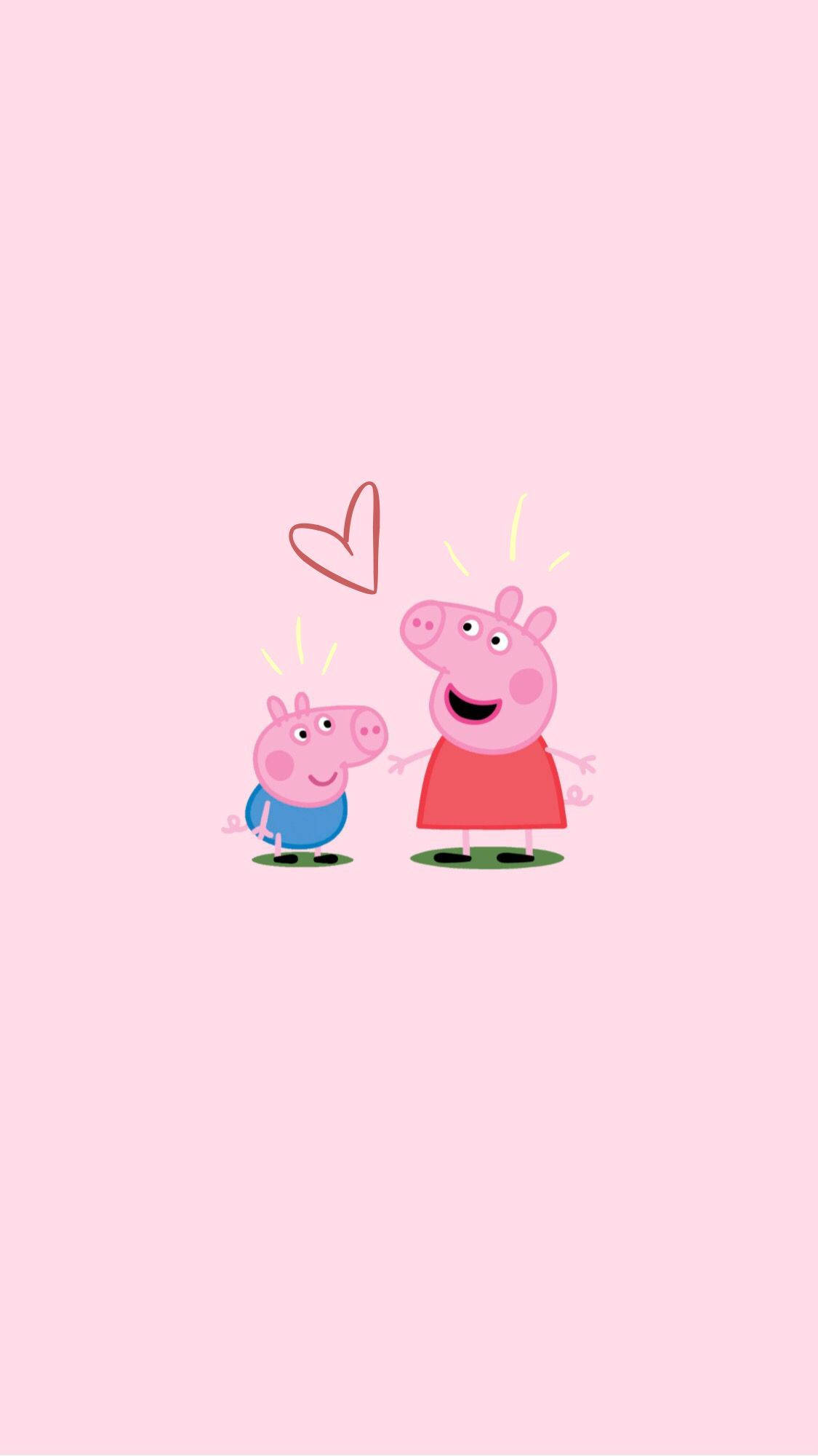 Peppa Pig iPhone na may Puso ni George Wallpaper