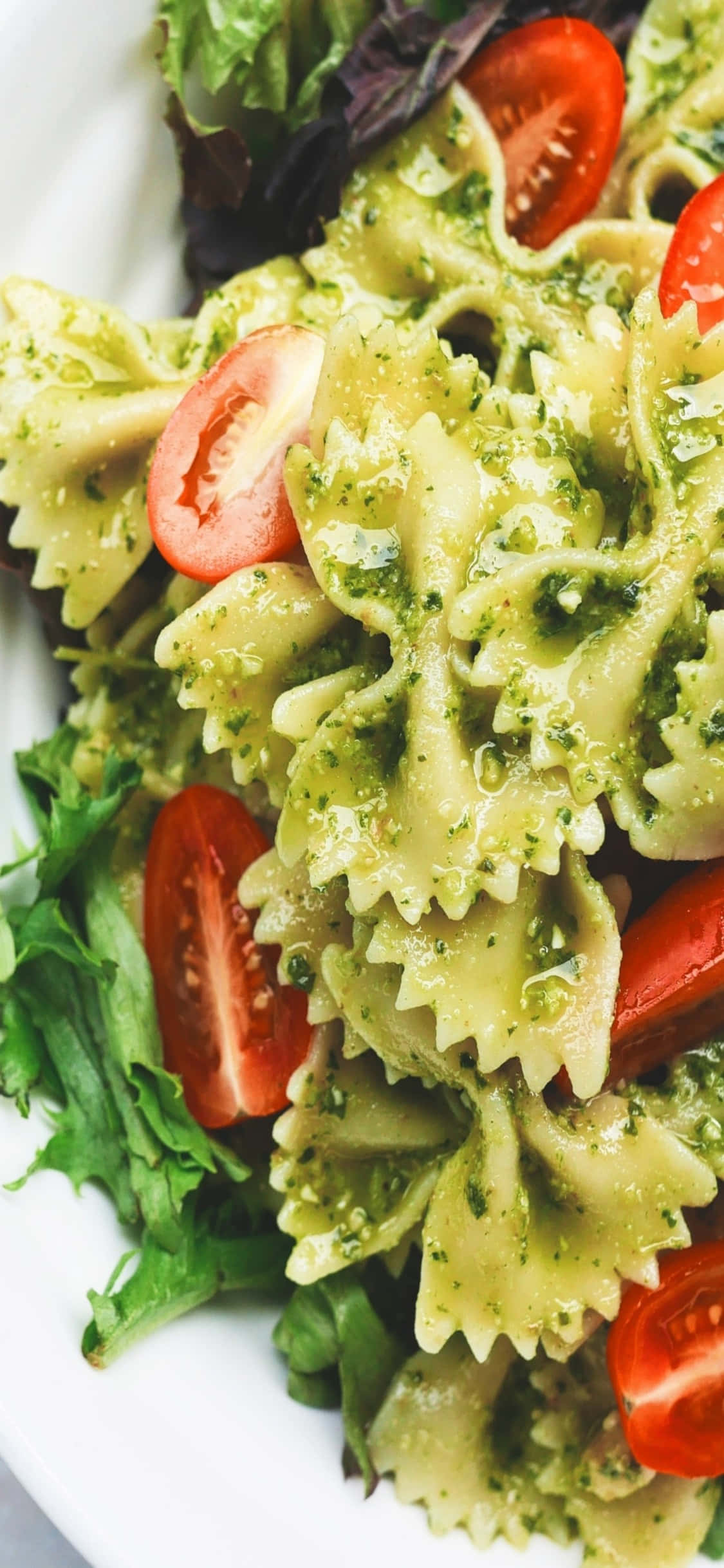 Pesto Farfalle iPhone X Pasta Background Wallpaper