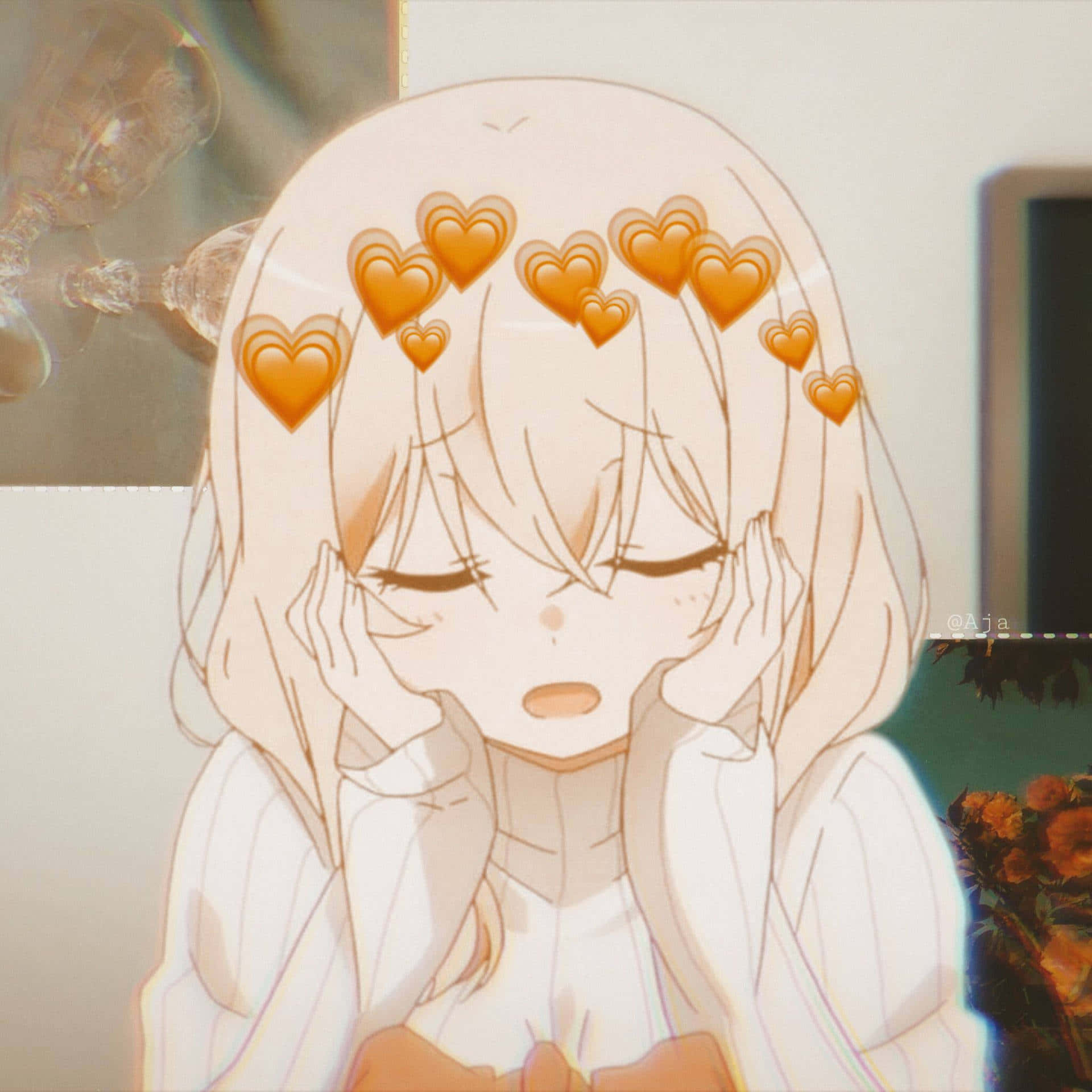 PFP Aesthetic ng Orange Hearts Anime Wallpaper