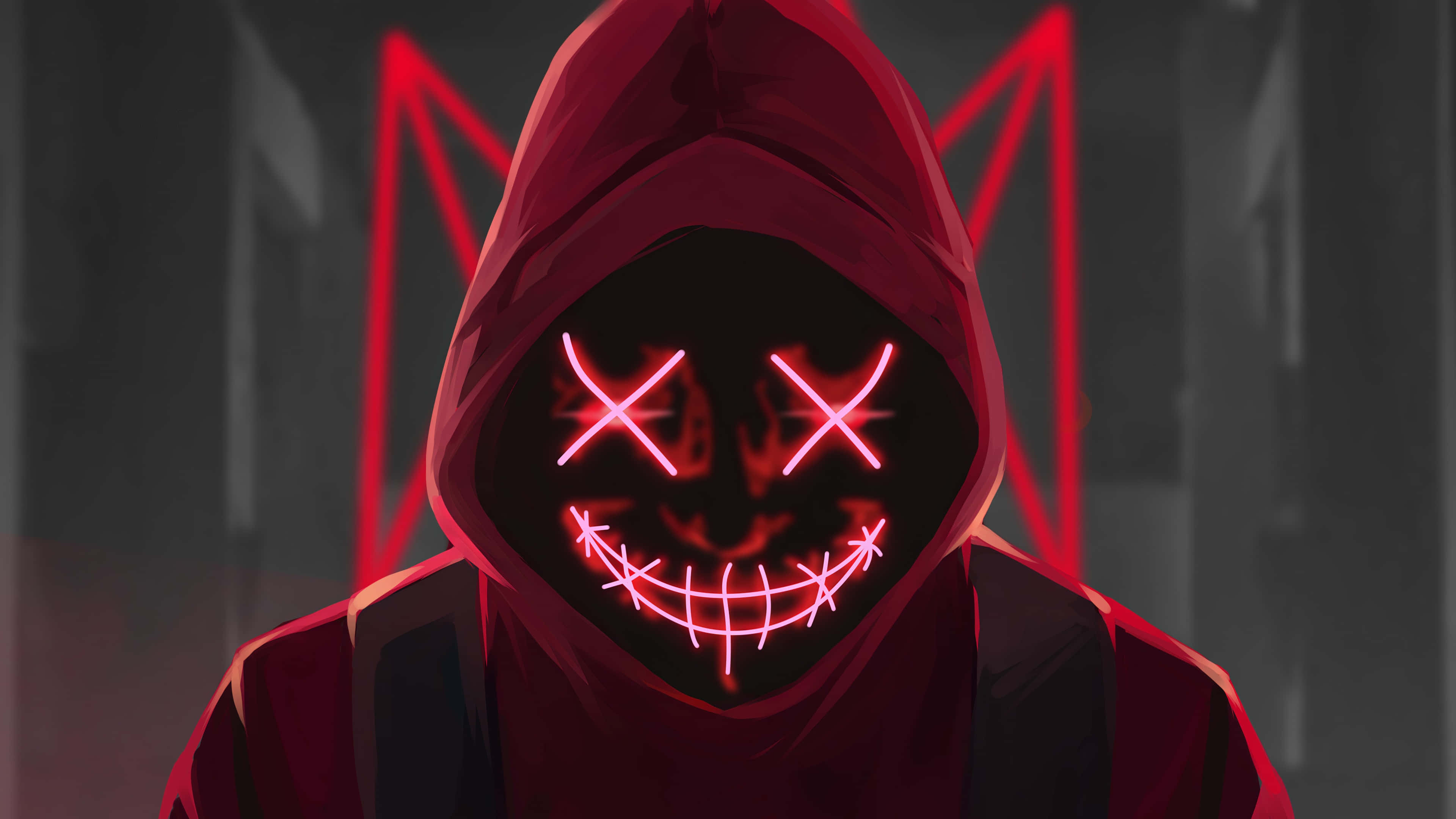 PFP na Mukha Neon na Pula Wallpaper
