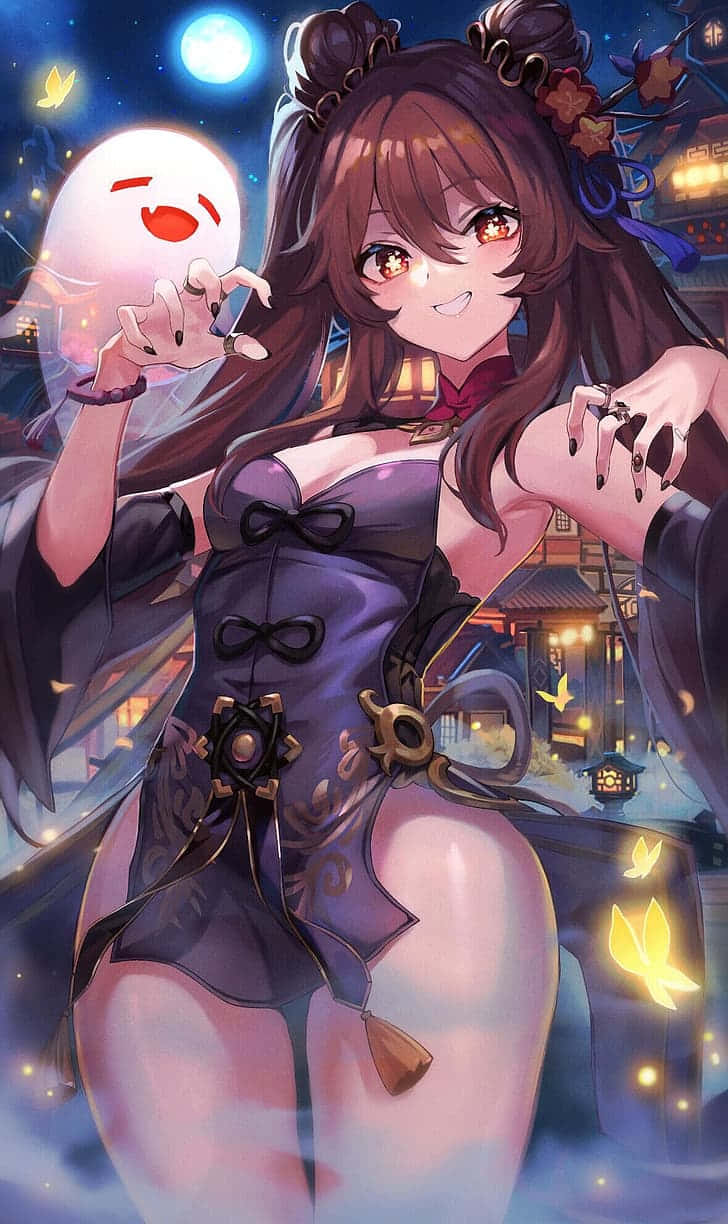 PFP ni Hu Tao na Naka-costume Wallpaper