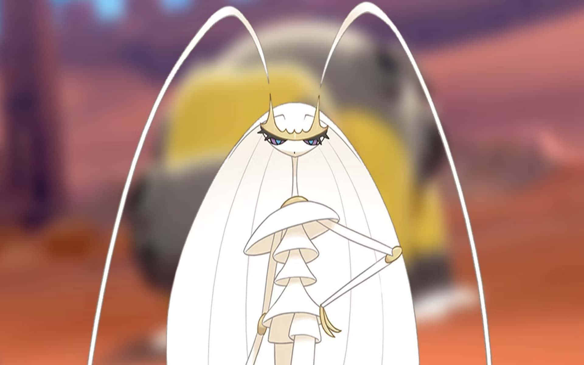 Pheromosa Pokemon Na May Malabong Background Wallpaper