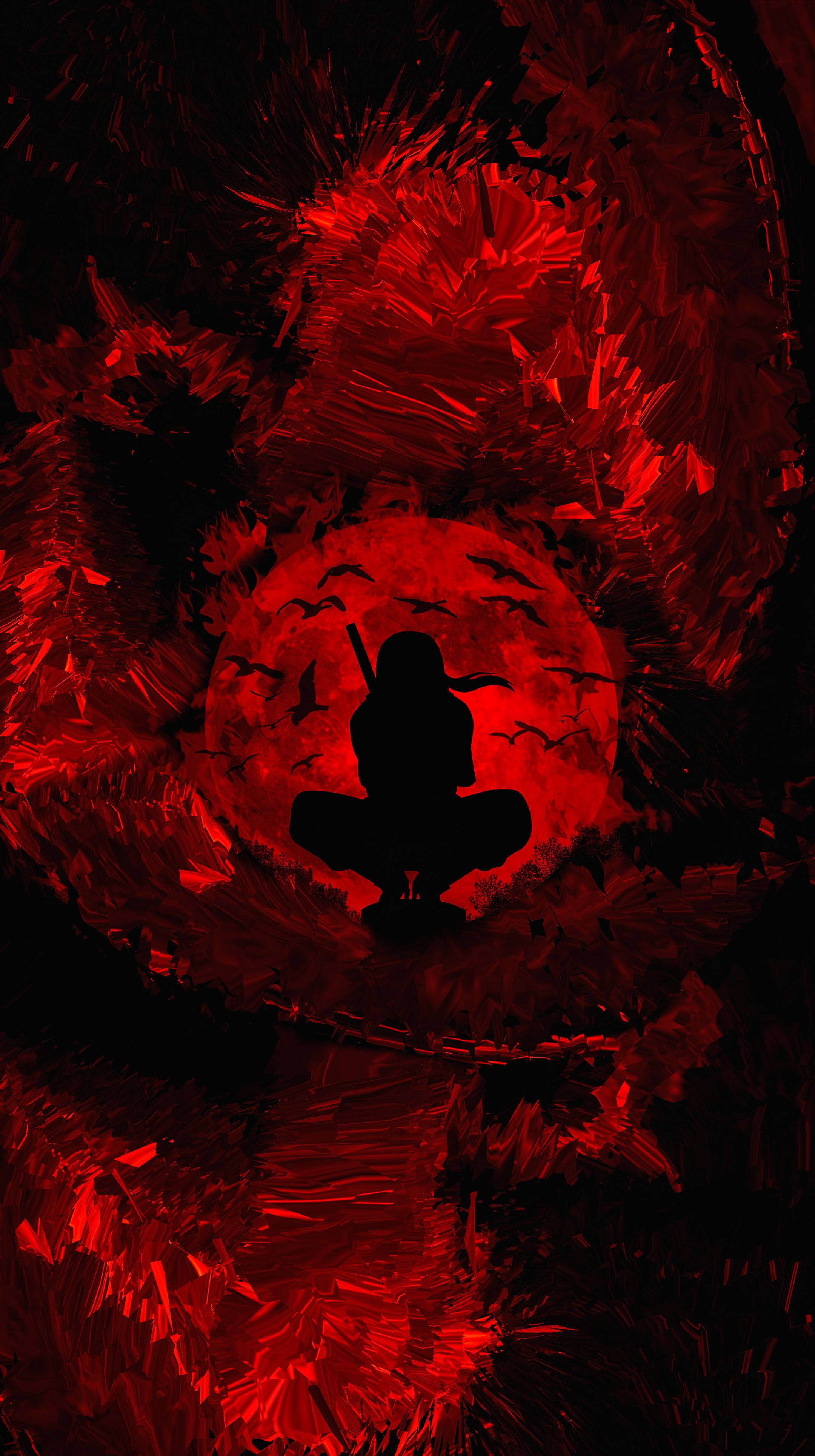 Phone ni Itachi Uchiha na Pulang Buwan Wallpaper