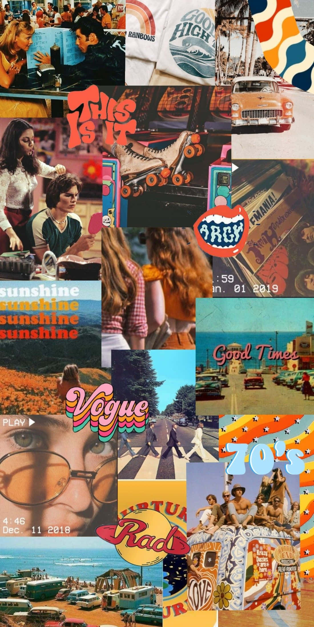 Photo Collage Aesthetic 70s Background Para sa Desktop Wallpaper