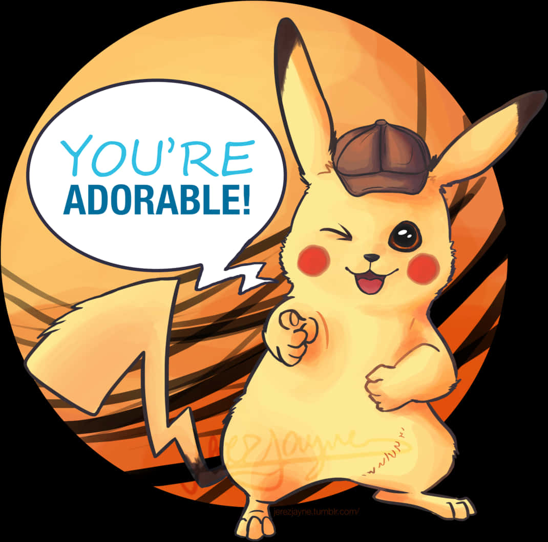 Pikachu na may Cap na Kaakit-akit na Pahayag Wallpaper