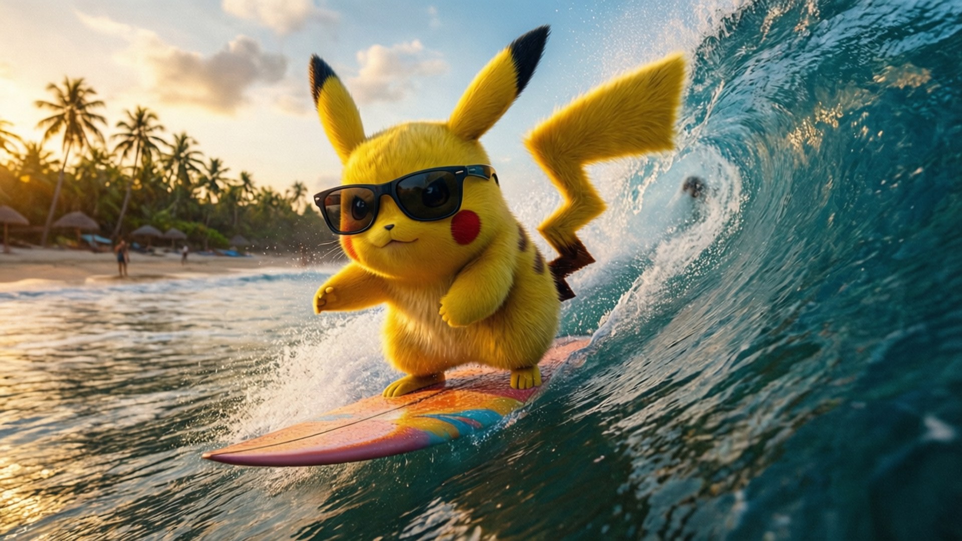 Pikachu na Nagse-surf Wallpaper