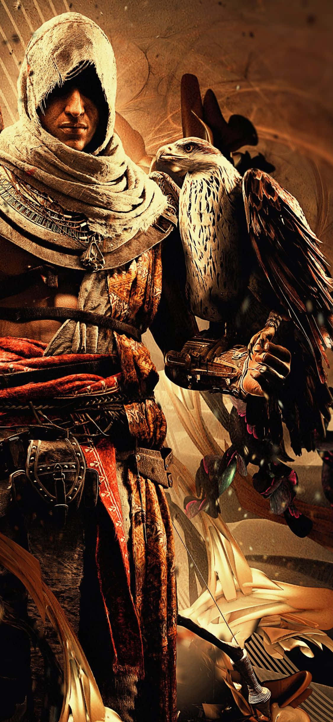 Piliin ang iyong tadhana at manguna ang Brotherhood gamit ang iPhone X Assassin's Creed Origins wallpaper.