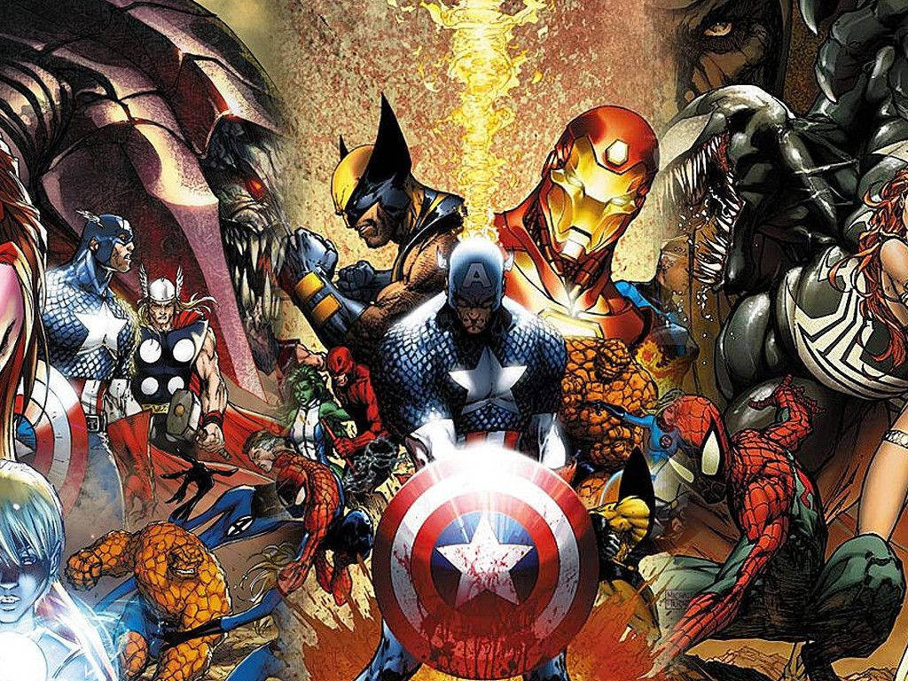 Pinag-iisa ang mga Bayani ng Marvel Wallpaper