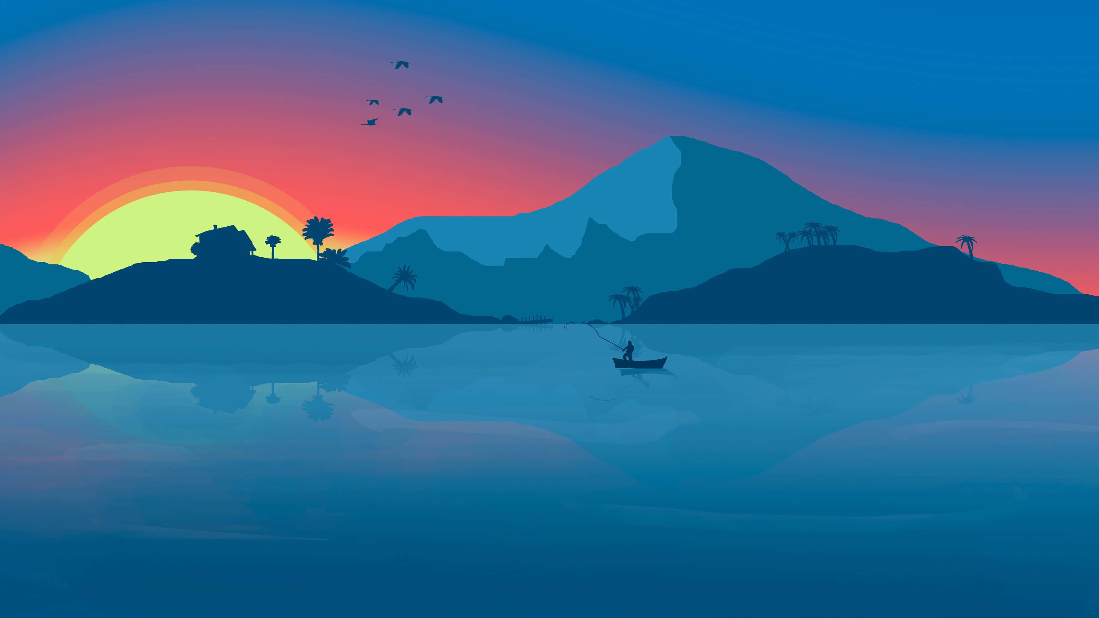 Pinakamagandang Minimal na Tanawin ng Lawa Wallpaper