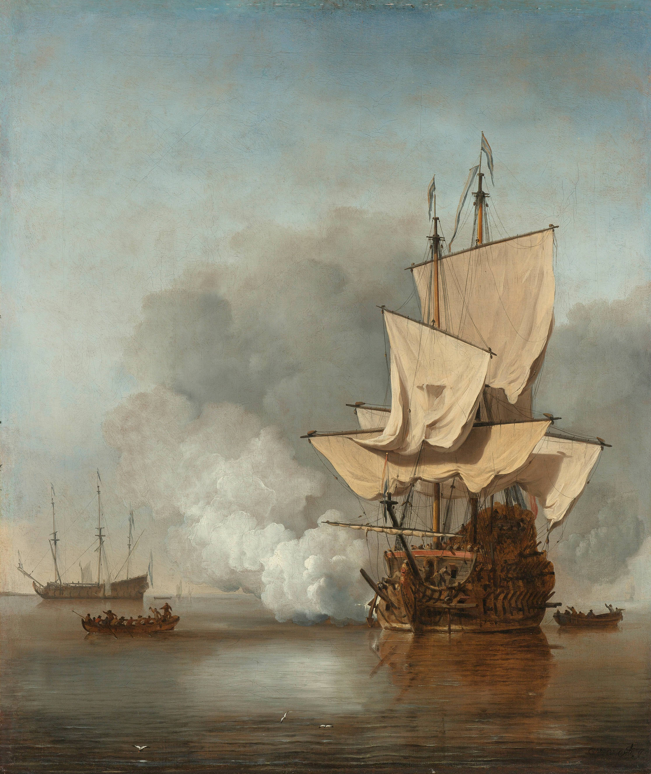 Pininturang Galleon Ship Wallpaper