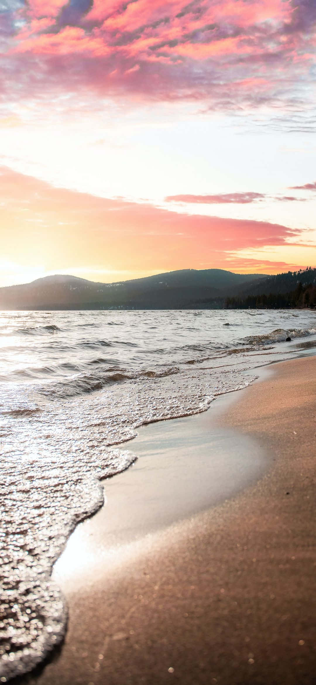 Pink Aesthetic Beach Phone Background Wallpaper