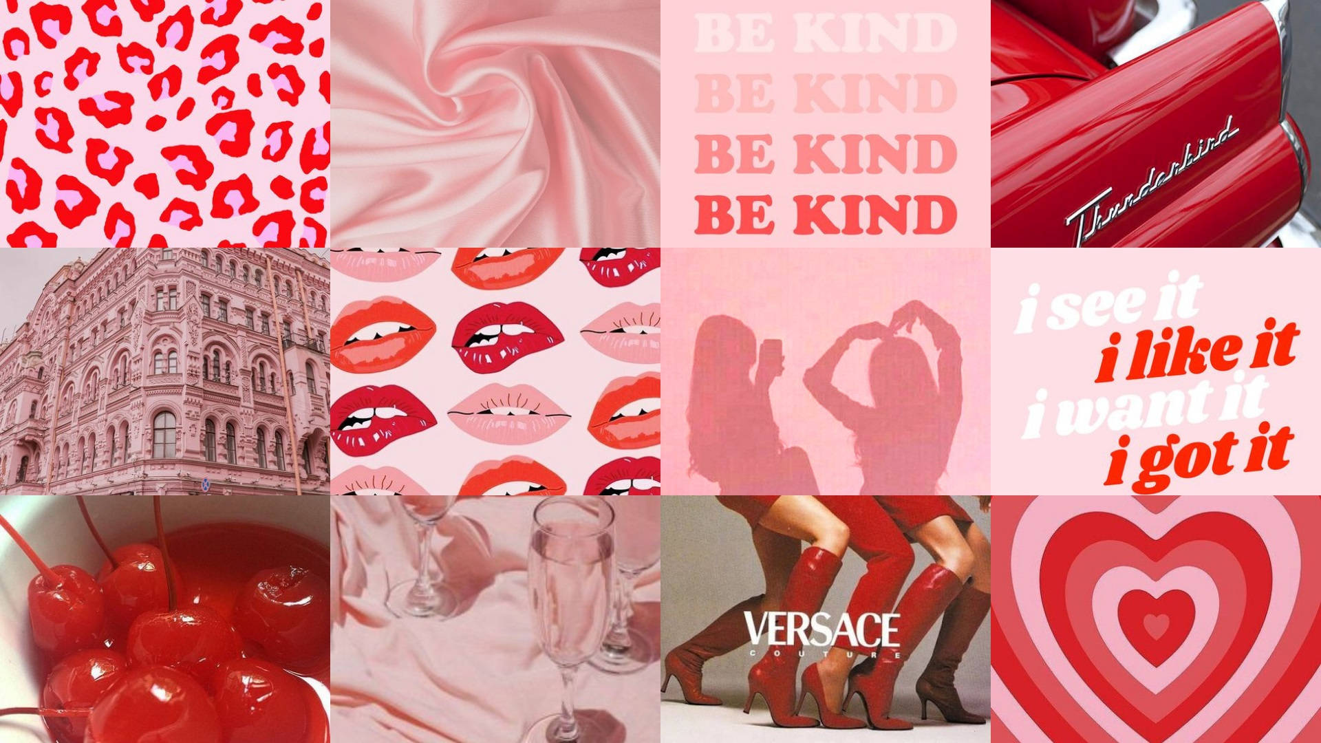 Pink Aesthetic Pink Elements Collage Para sa Computer Wallpaper