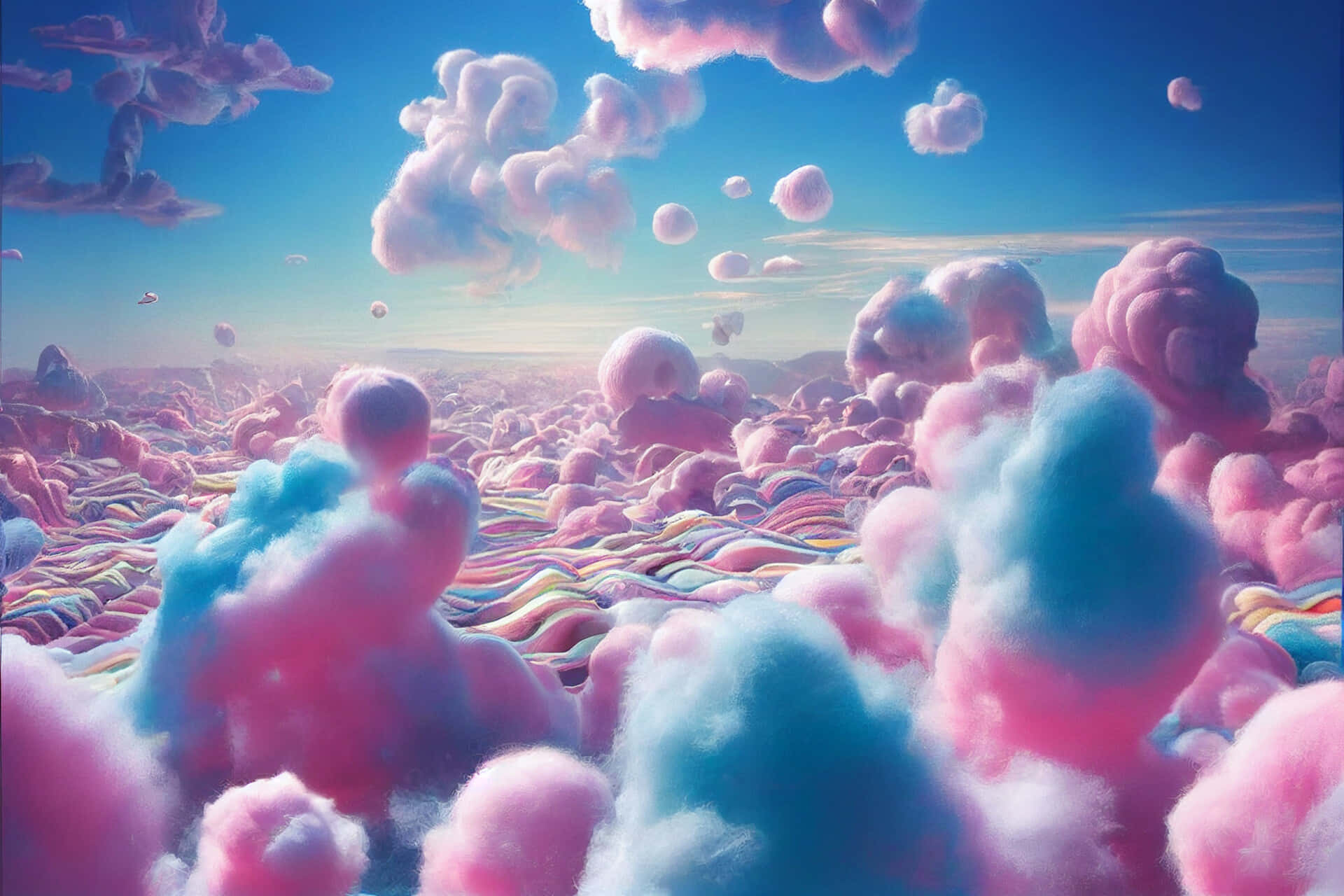 Pink at Blue Trippy Aesthetic na Ulap Wallpaper