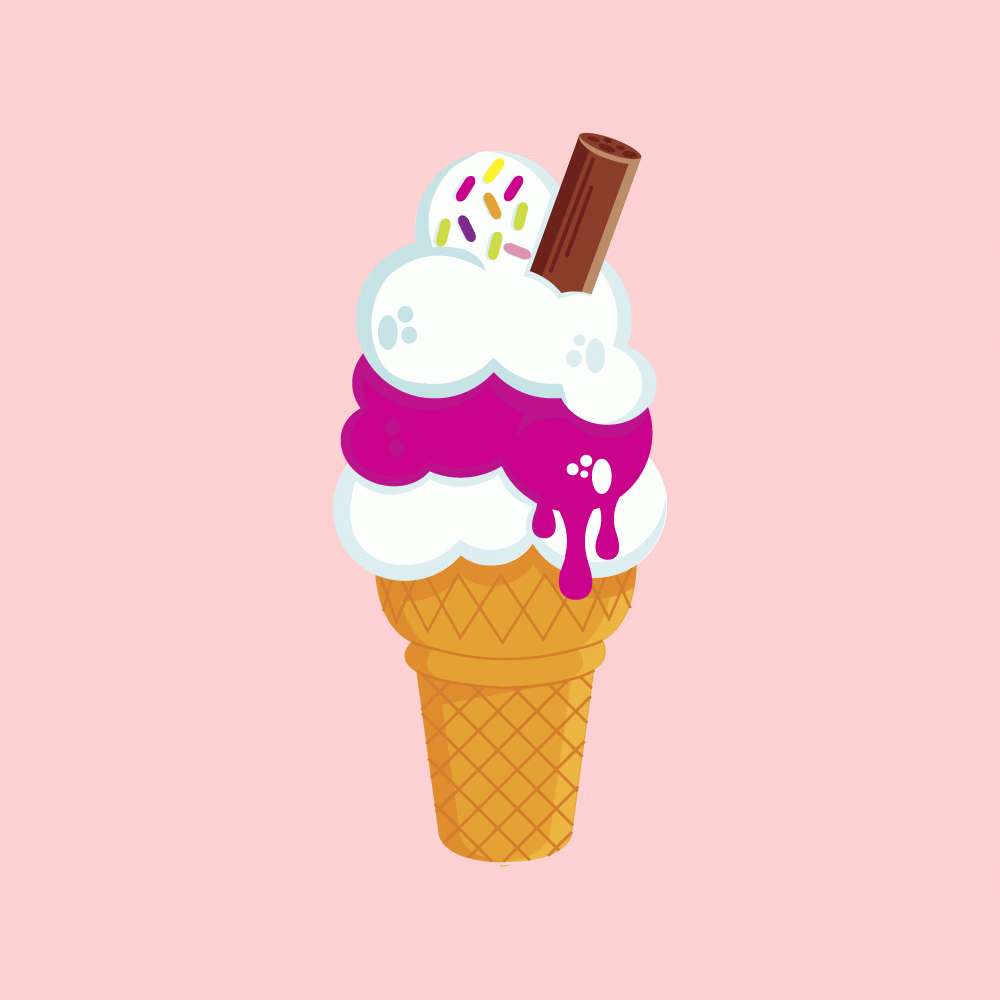 Pink at Puting Cute na Ice Cream na May Wafer Stick Wallpaper