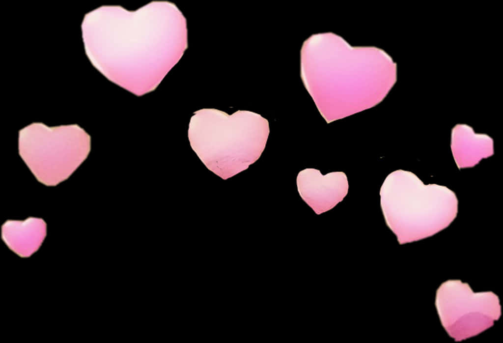 Pink Hearts Laban sa Itim na Background Wallpaper