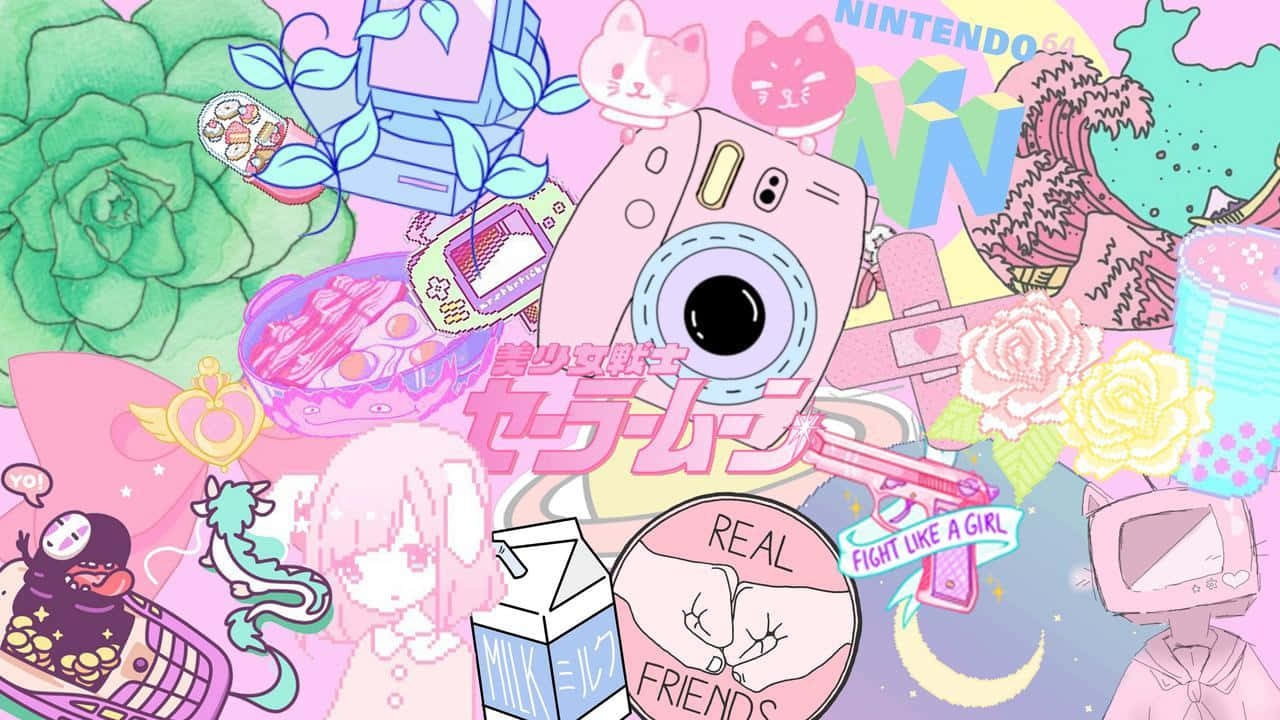Pink Kawaii Background para sa Sweet na Vibe Wallpaper