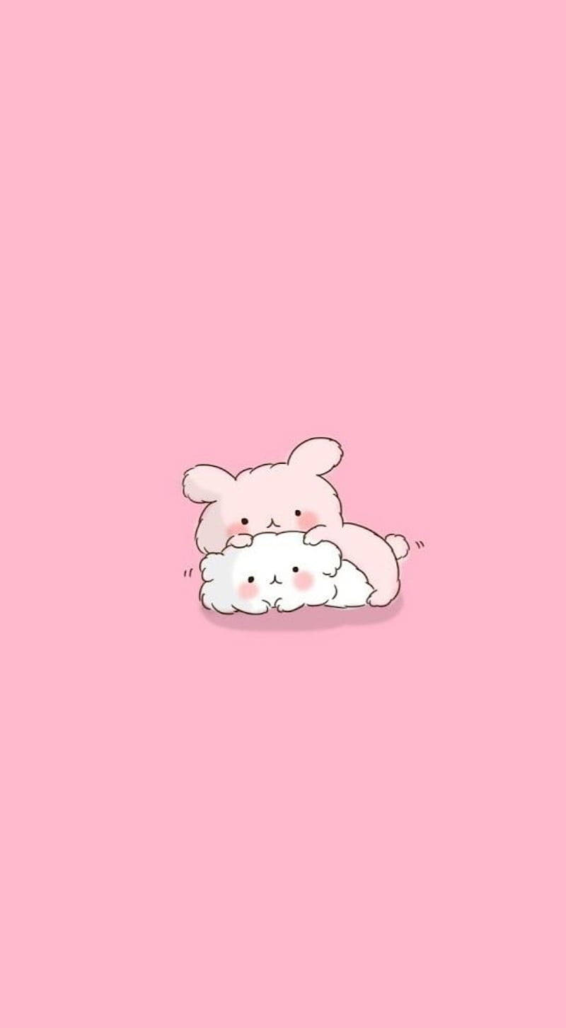 Pink Kawaii Bunny at Pusa Wallpaper