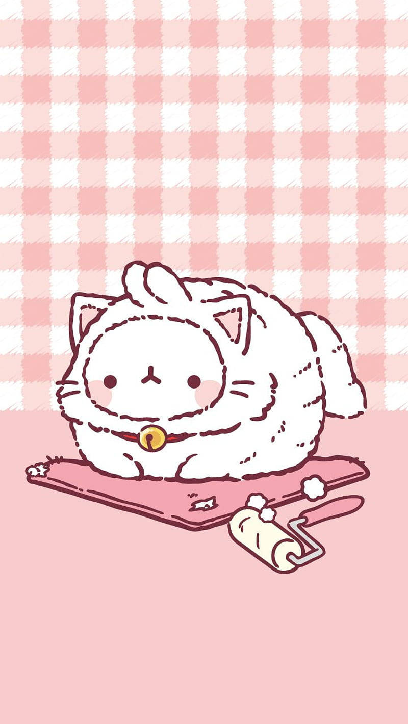 Pink Kawaii Molang Bilang Pusa Wallpaper
