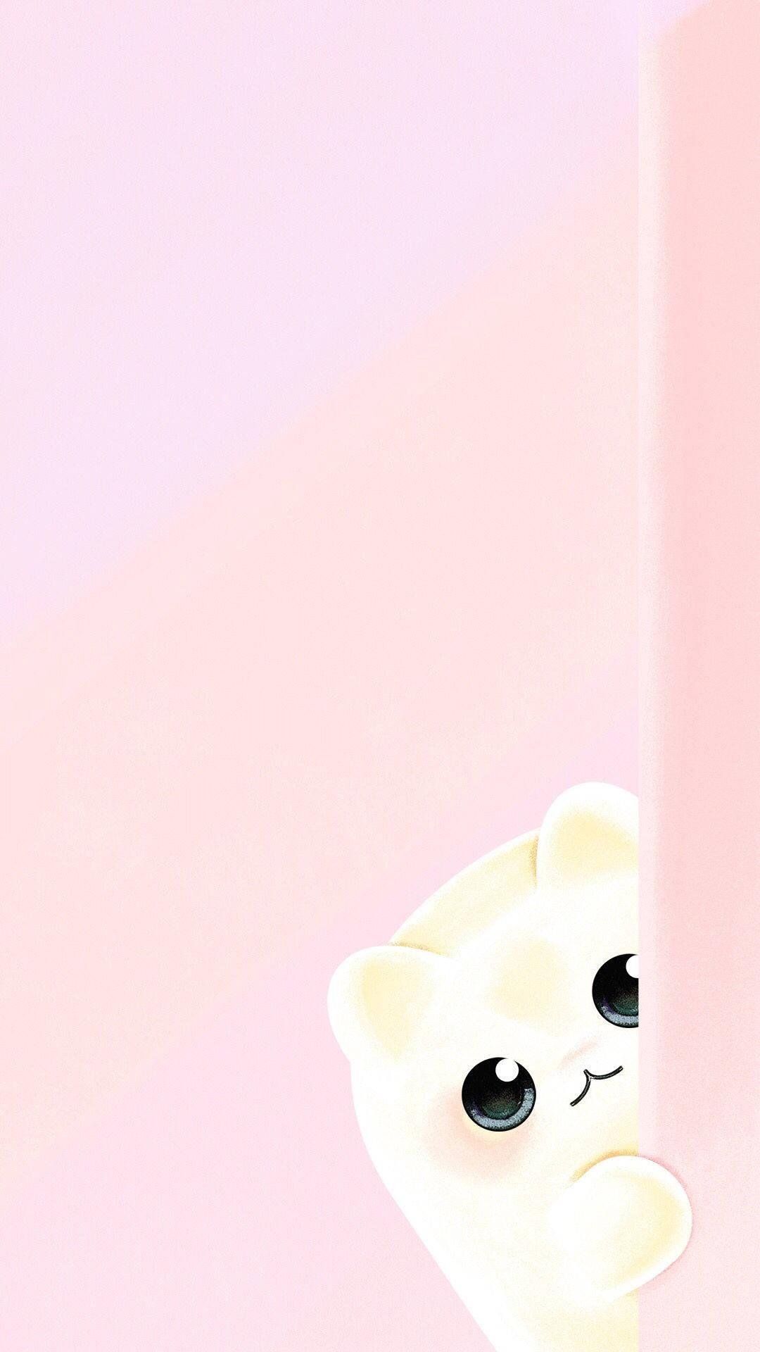 Pink Kawaii na Pusa na Sumisilip Wallpaper