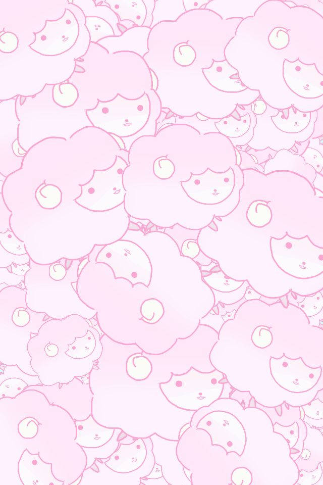 Pink Kawaii na Tupa na Walang Humpay na Pattern Wallpaper