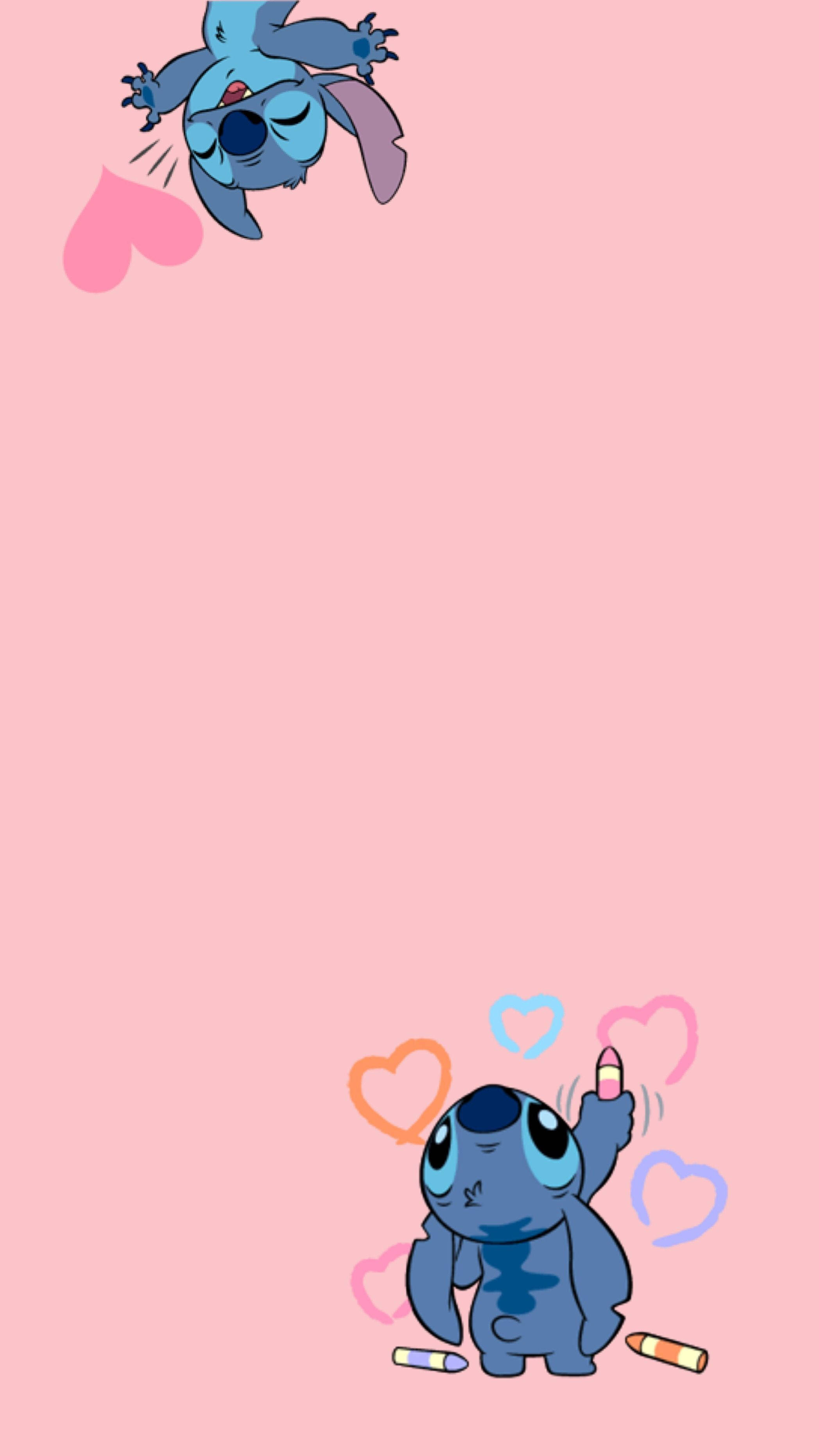 Pink Lilo At Stitch iPhone Puso Wallpaper