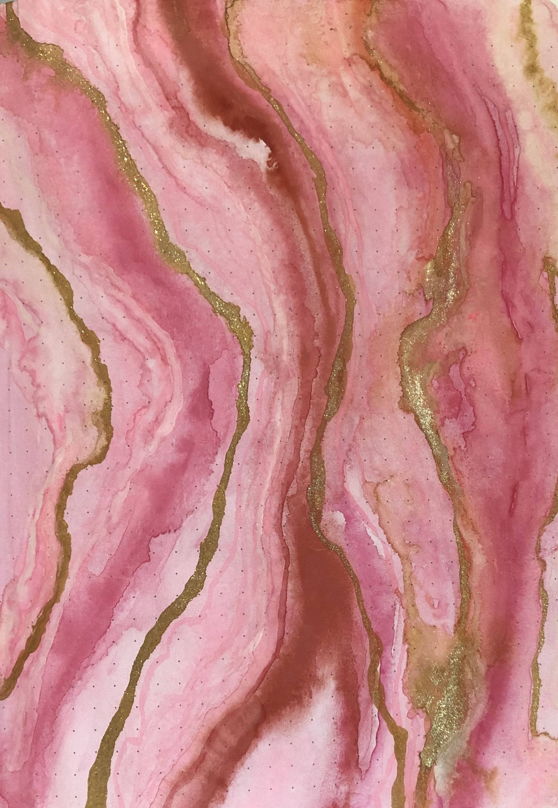 Pink Marble na may Gold Glitters Wallpaper