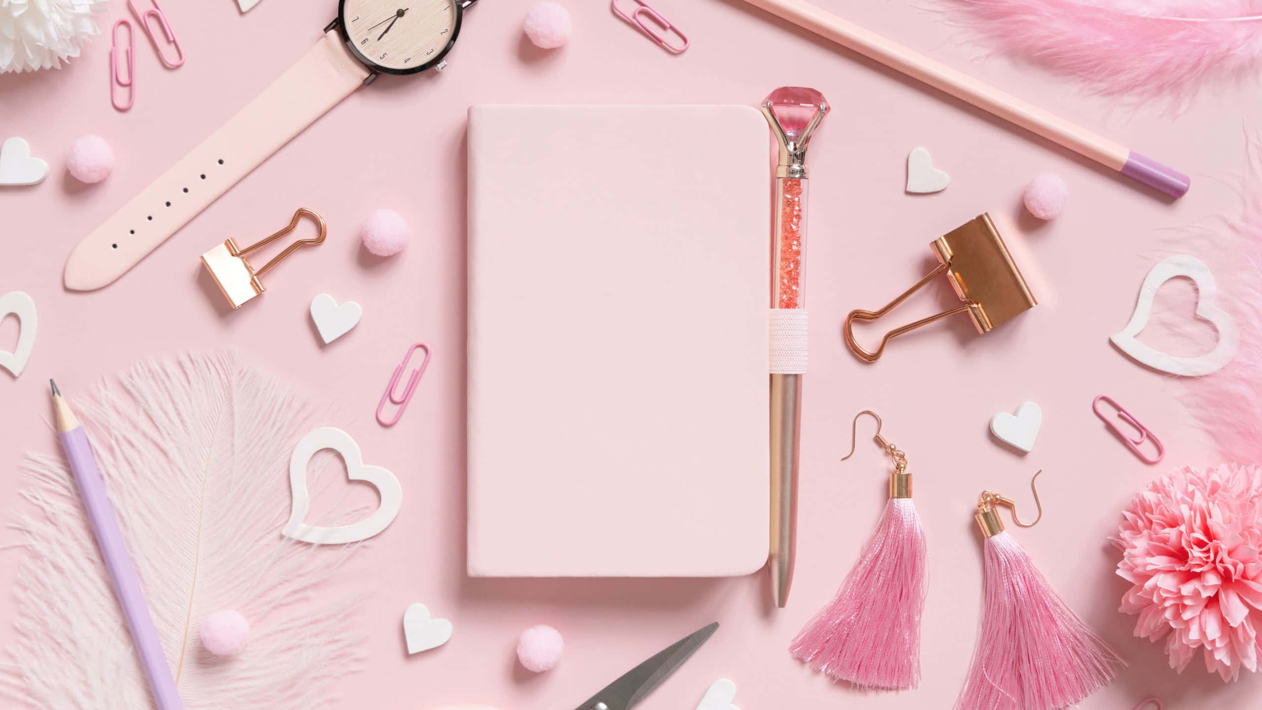 Pink na Pambabae na Bagay na mga Cute na Bagay Desktop Wallpaper