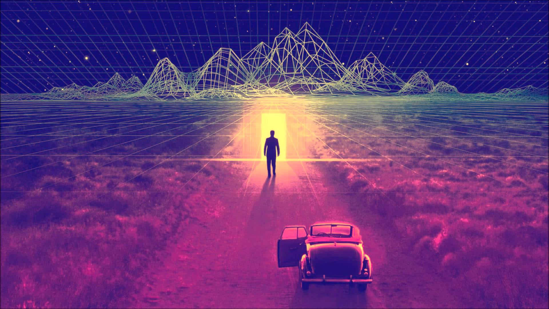 Pinkish 80s Aesthetic Ang Ika-labing Tatlong Palapag Digital Art Wallpaper