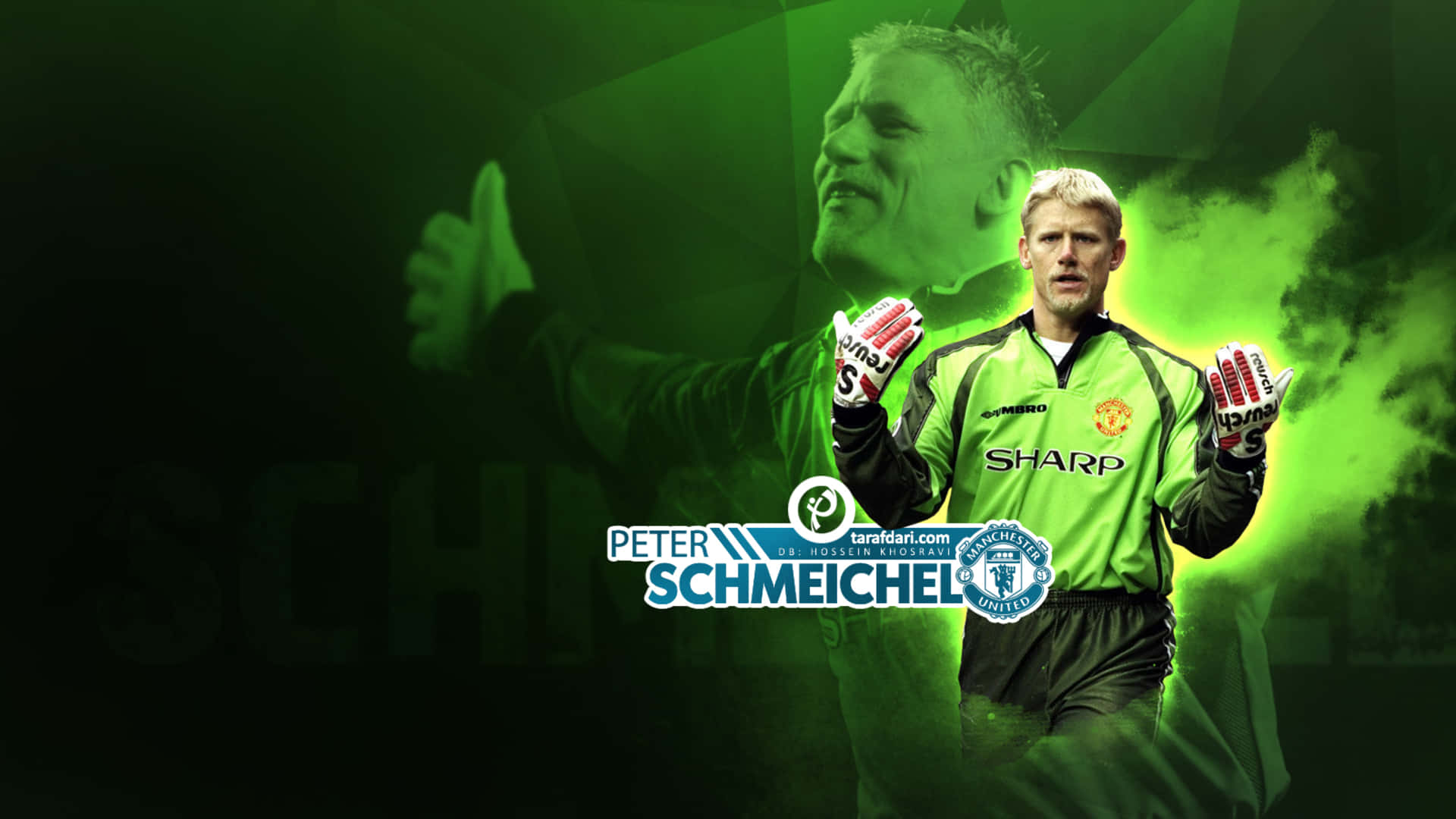 Pintadong Sining ni Peter Schmeichel na Berde Bilang Goalkeeper ng Manchester United Wallpaper