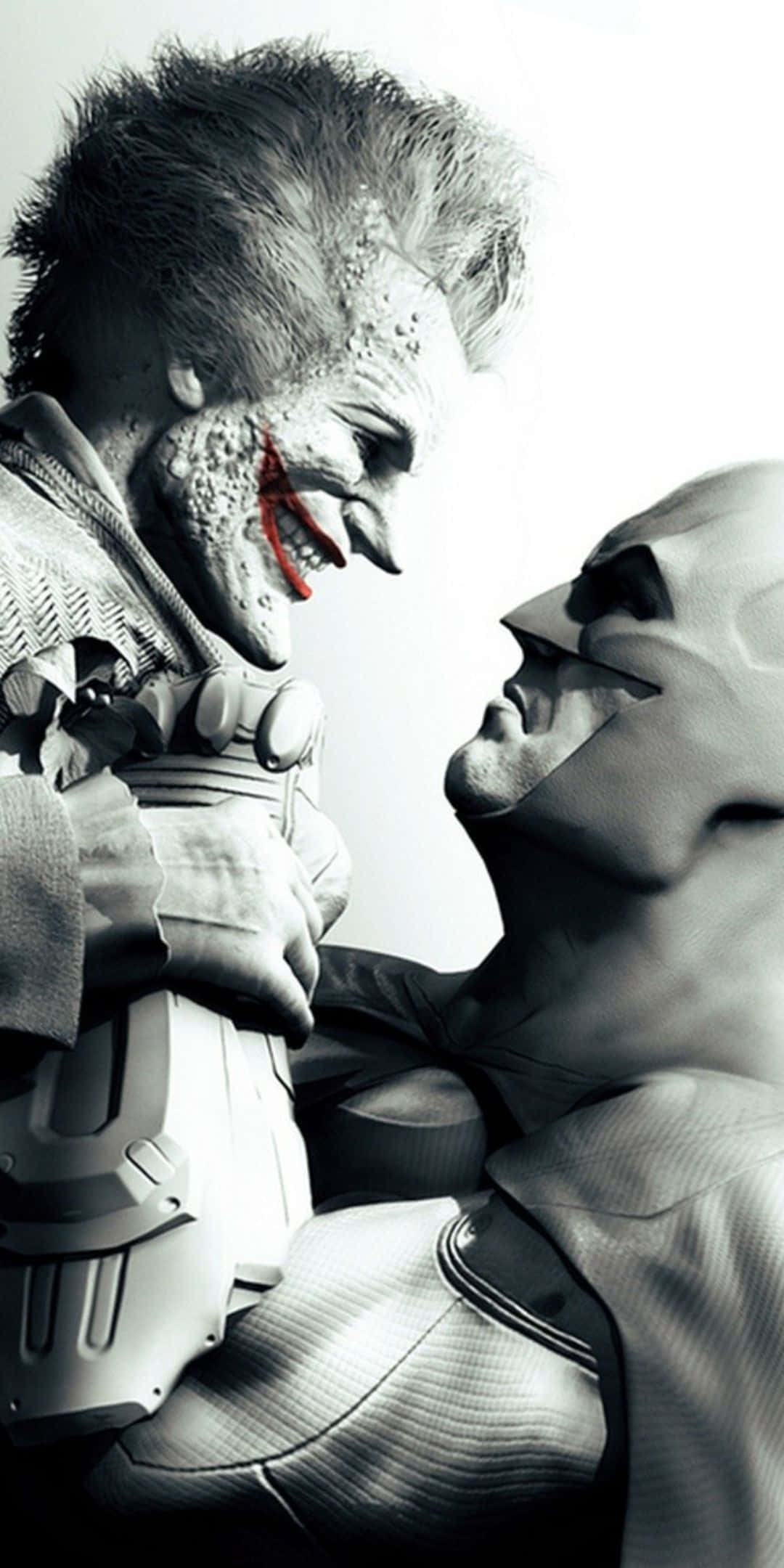 Pixel 3 Joker at Batman Arkham City Video Game Itim at Puti na Background Wallpaper