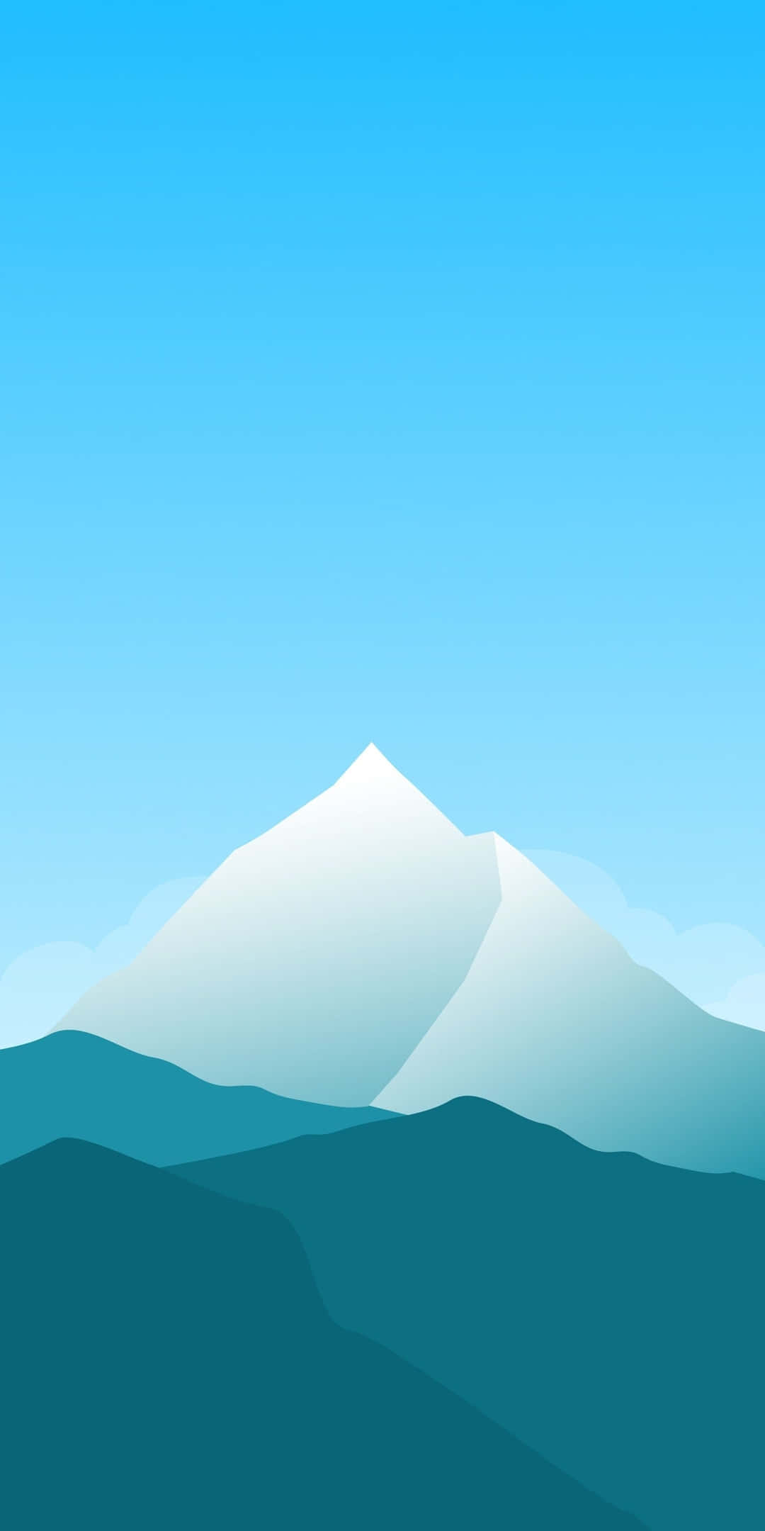 Pixel 3 Minimalistang Background Banayad na Asul na Tono ng Puting Bundok Wallpaper