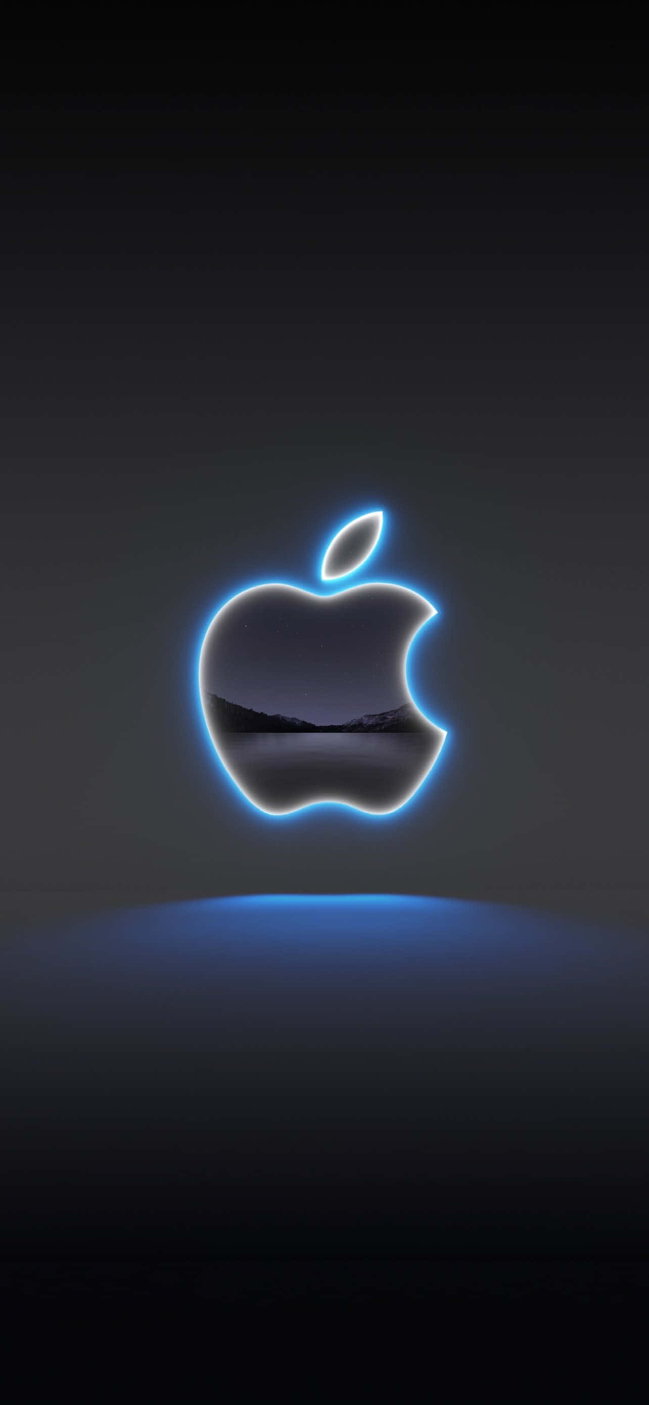 Pixel 3 na Nagliliwanag na Asul na Apple Logo Background Wallpaper