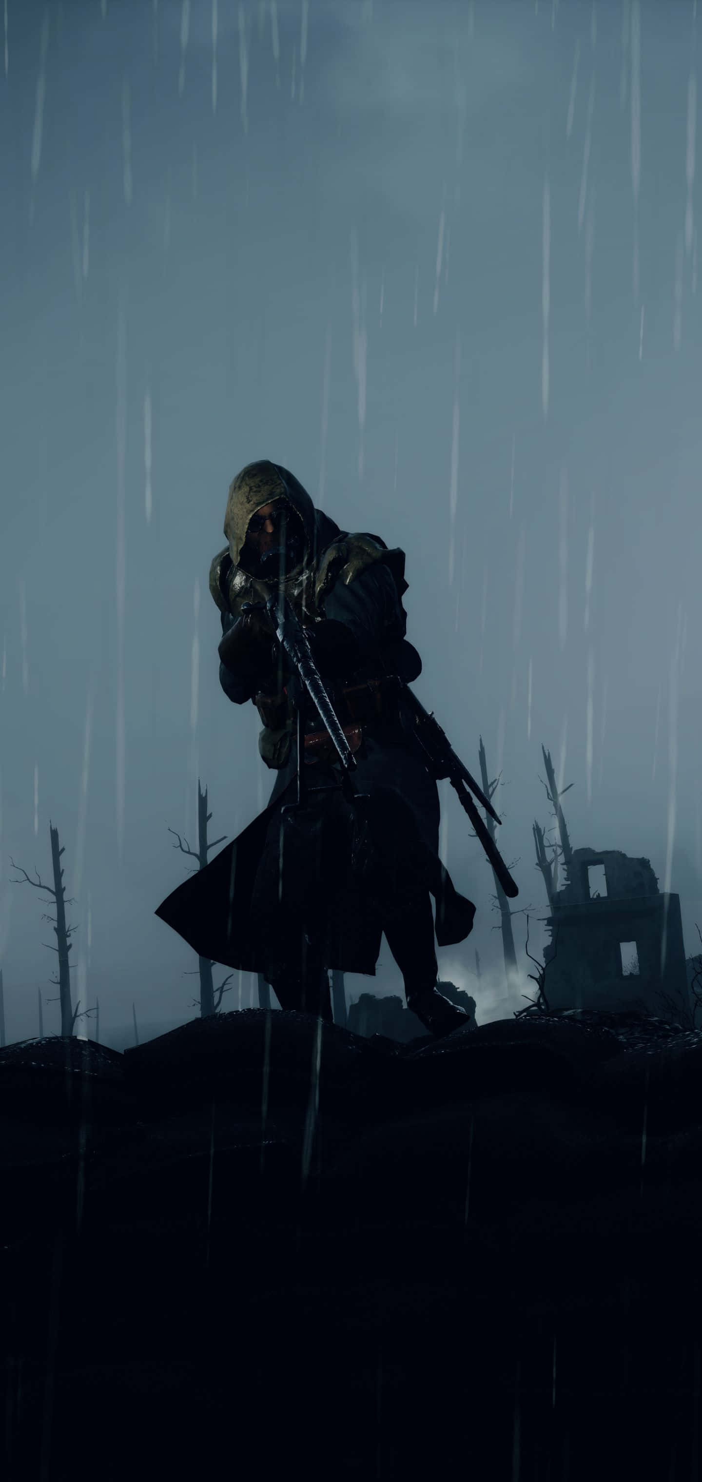 Pixel 3xl Battlefield 1 Background Hooded Soldier In The Rain Wallpaper