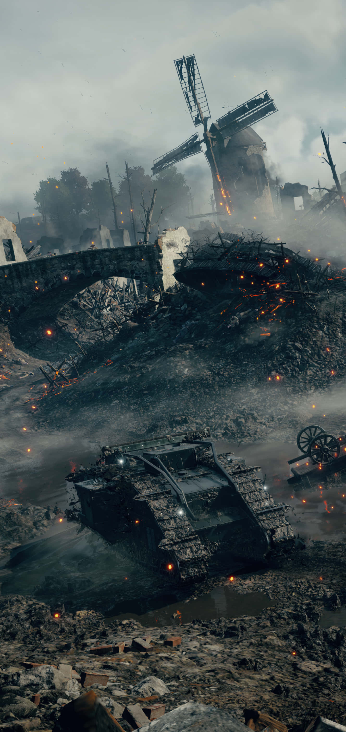Pixel 3xl Battlefield 1 Background Tank In Smoking Environment Wallpaper