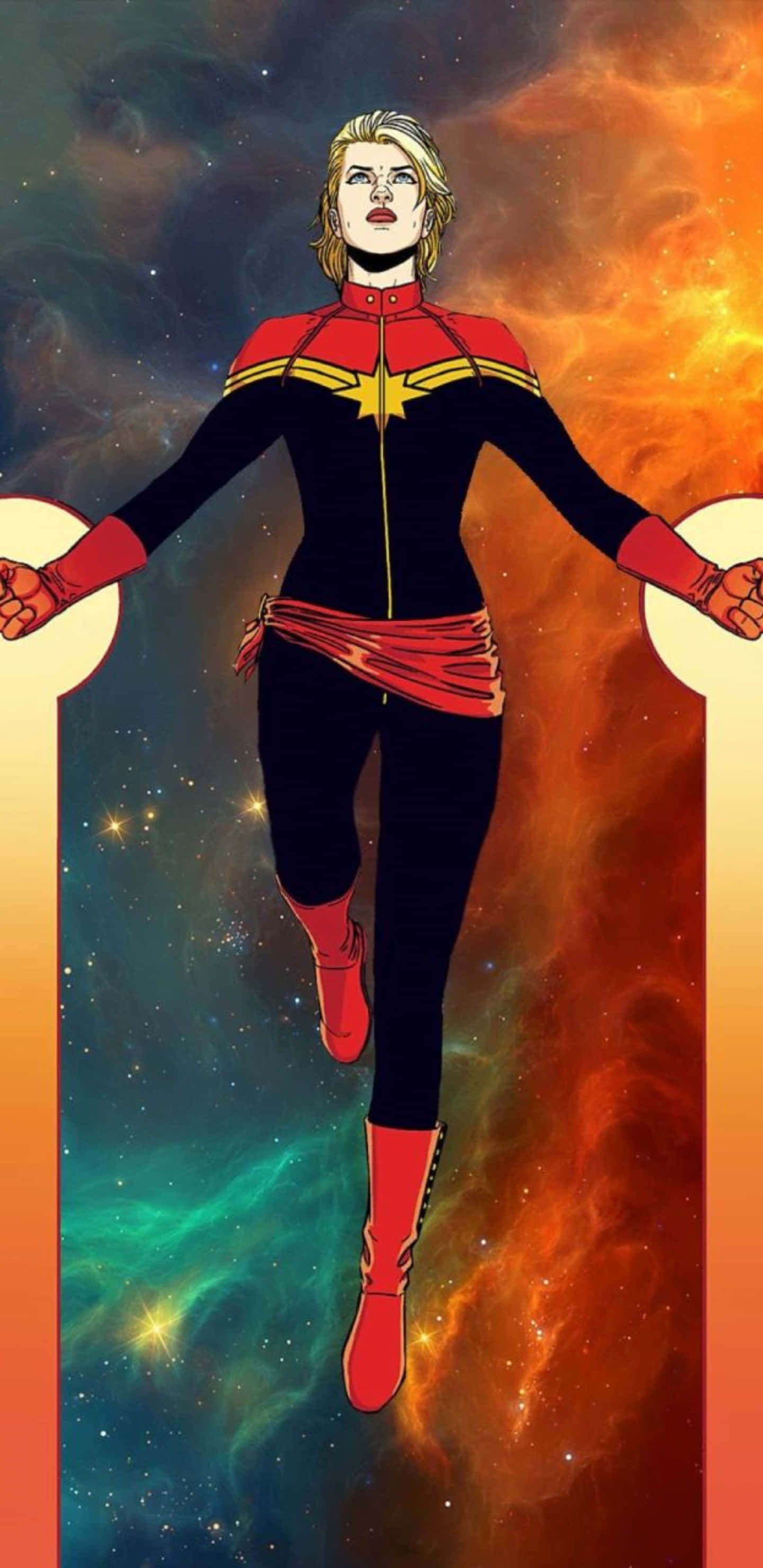 Pixel 3xl Captain Marvel Background Lumilipad Sa Kalawakan Wallpaper