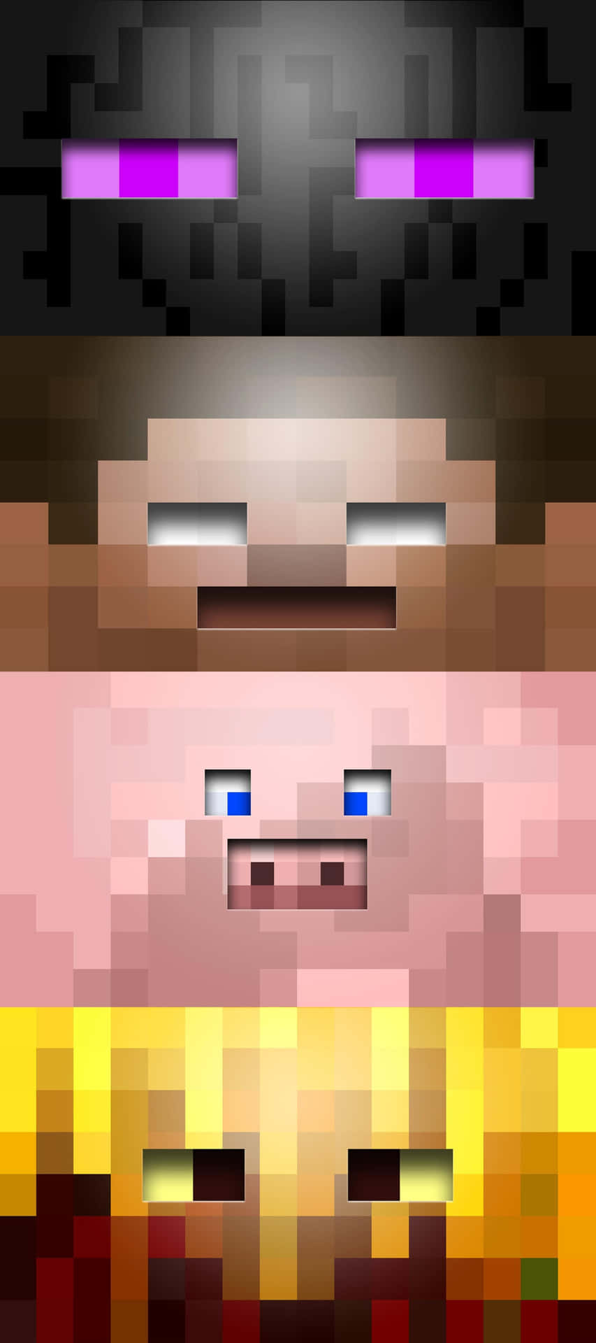 Pixel 3xl Minecraft Background na may mga Mukha ng Tauhan Wallpaper