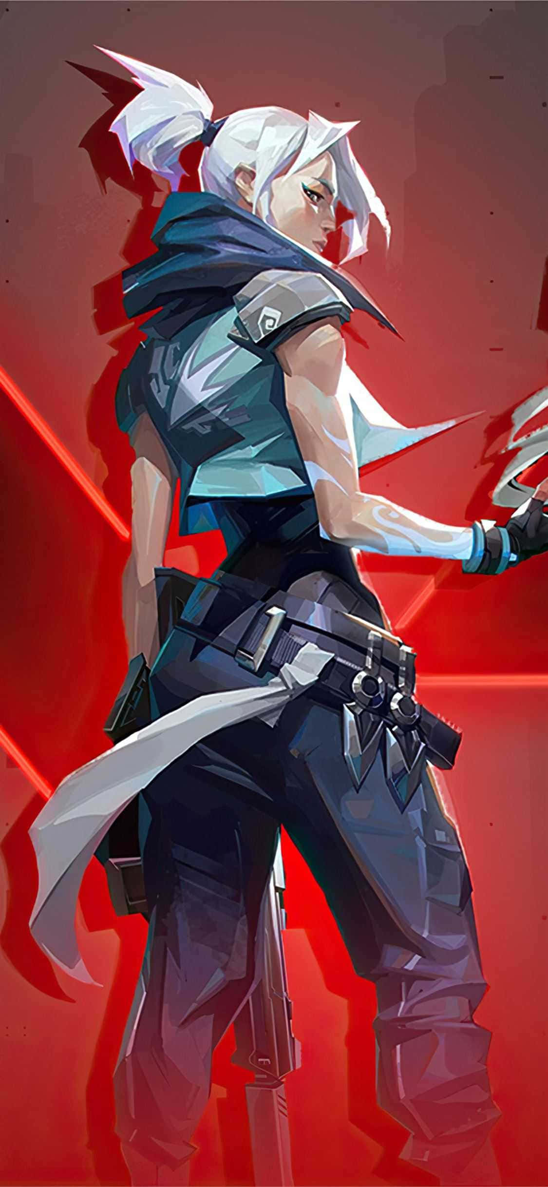 Pixel 3xl Valorant Background na may Transparent na Jett Wallpaper